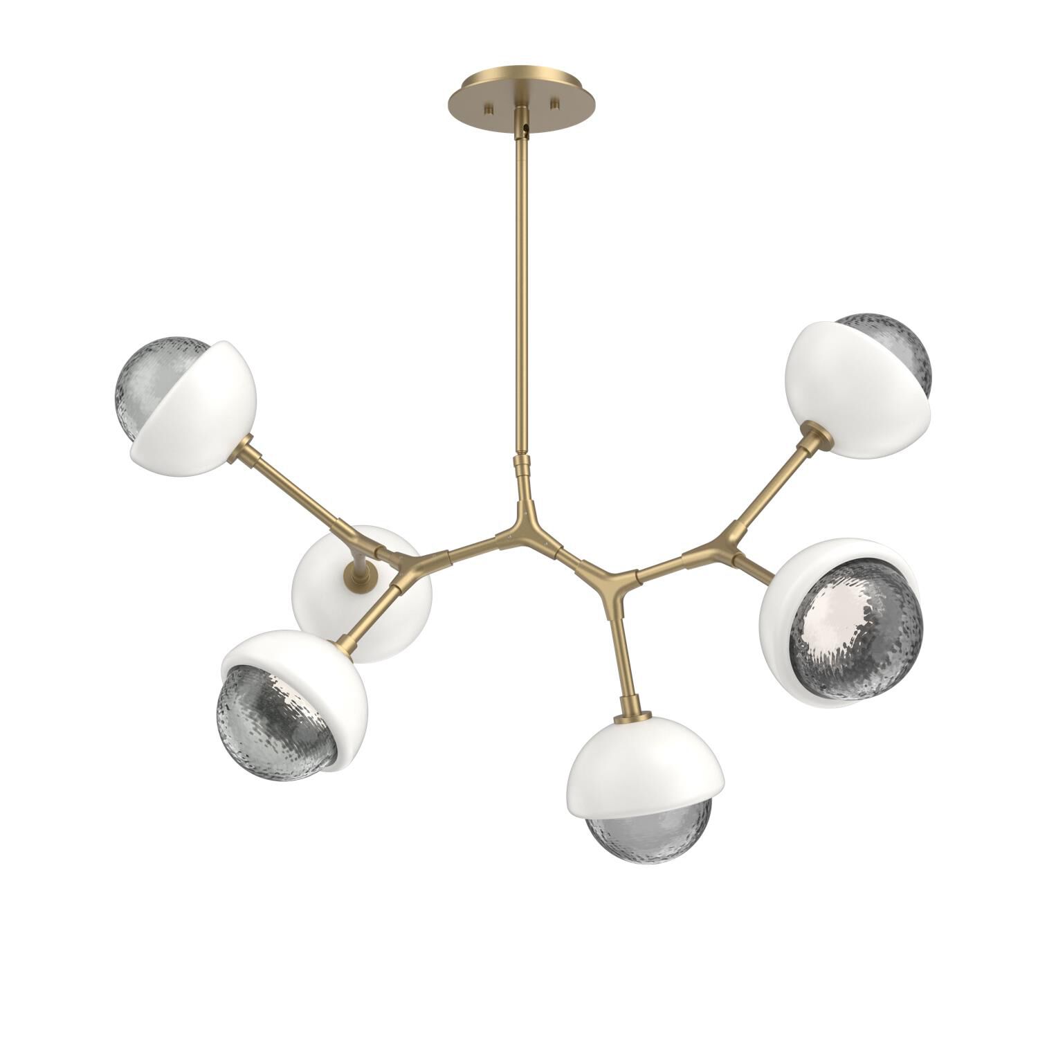 Shown in Gilded Brass finish and Smoke glass and Salt White accent