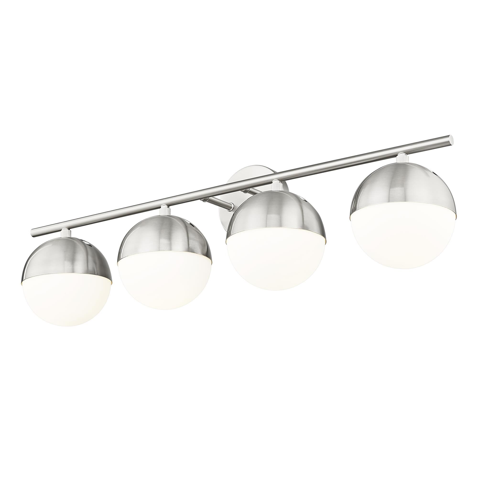 Shown in Brushed Nickel finish and Matte Opal glass and Matte Opal shade