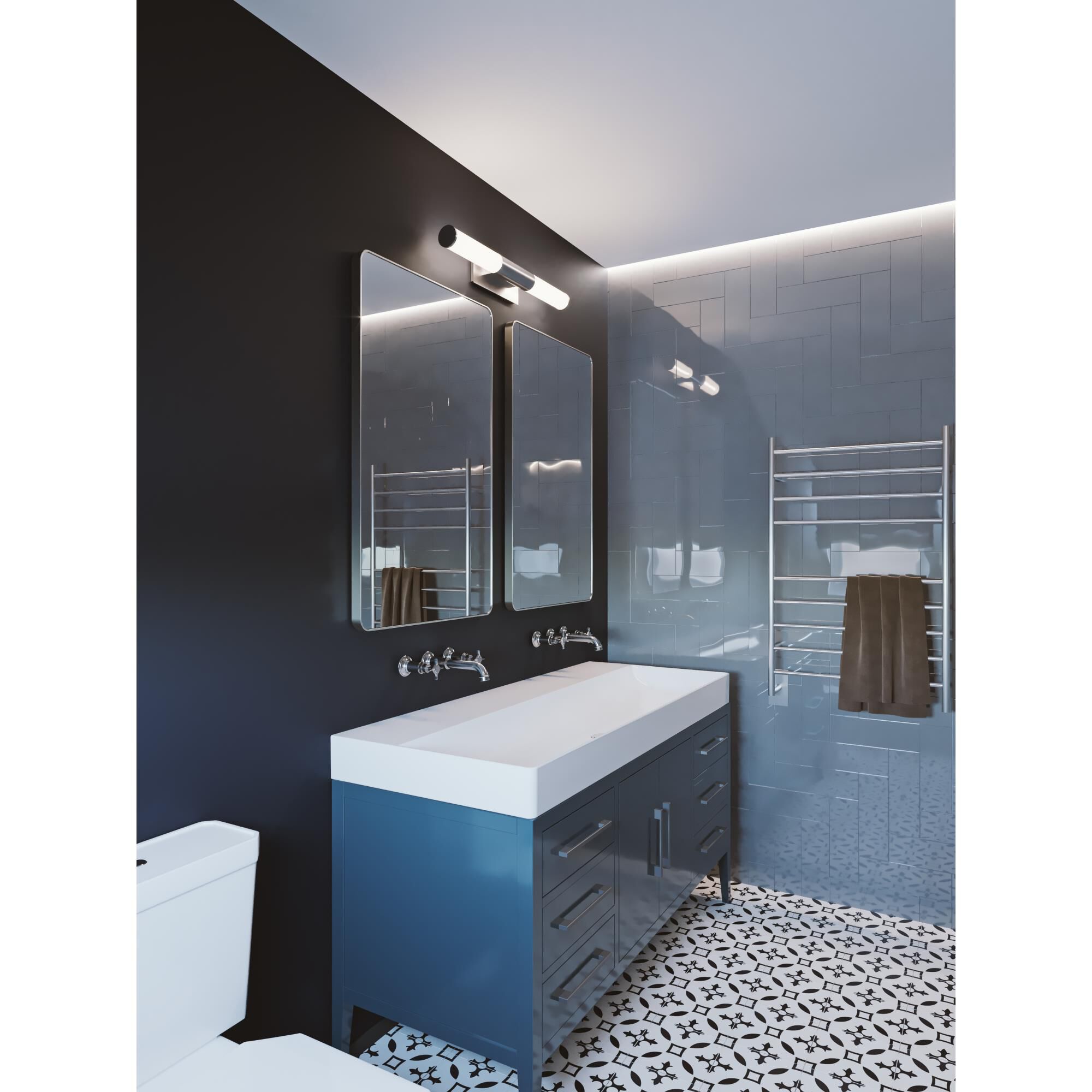 Shown in Satin Nickel finish and White Acrylic shade