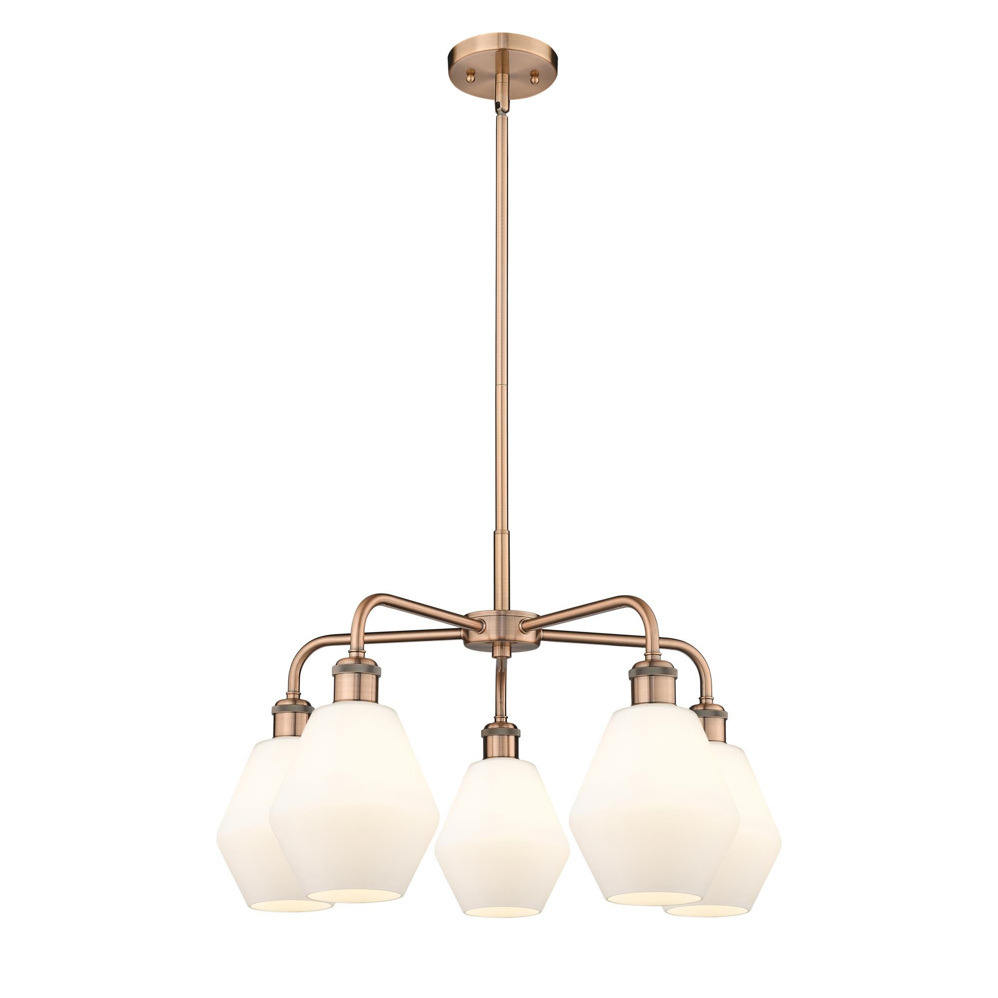 Shown in Antique Copper finish and Cased Matte White glass