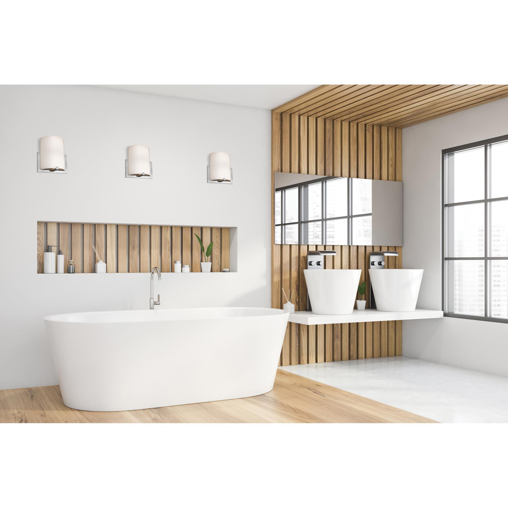 Shown in Brushed Steel finish and Opal glass