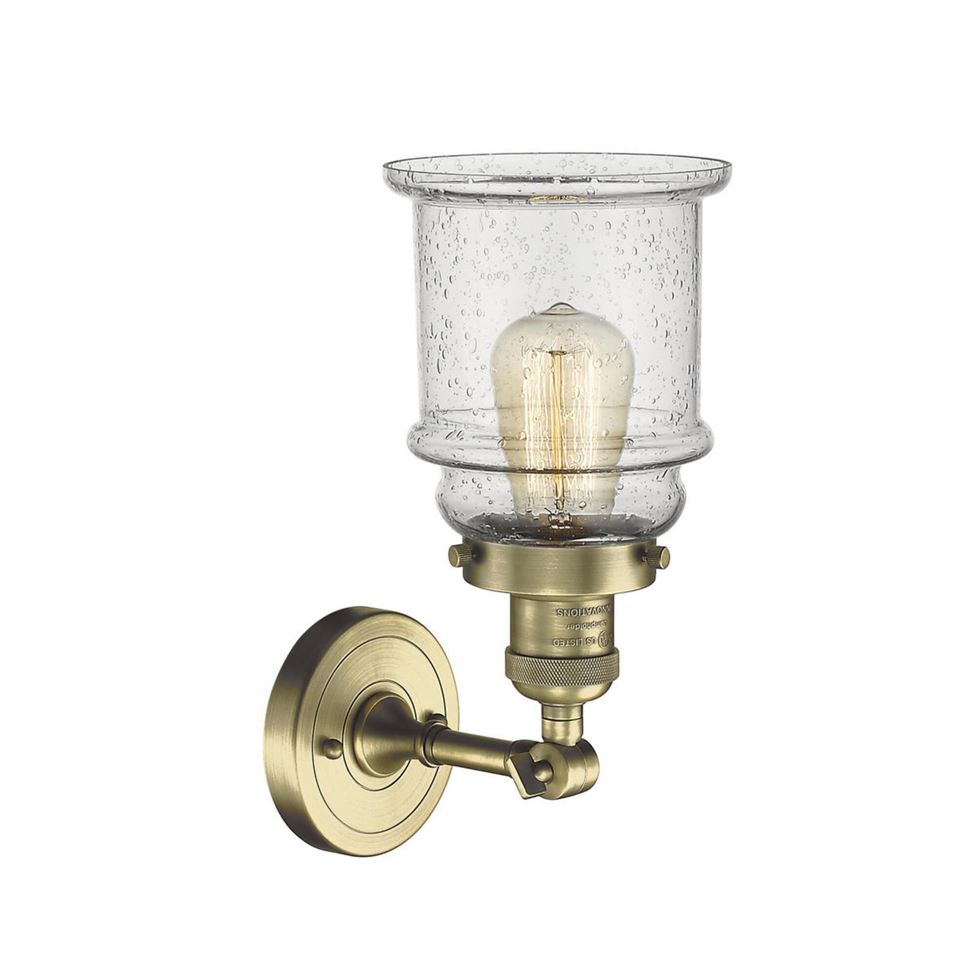 Shown in Antique Brass finish and Seedy glass and No Accent accent