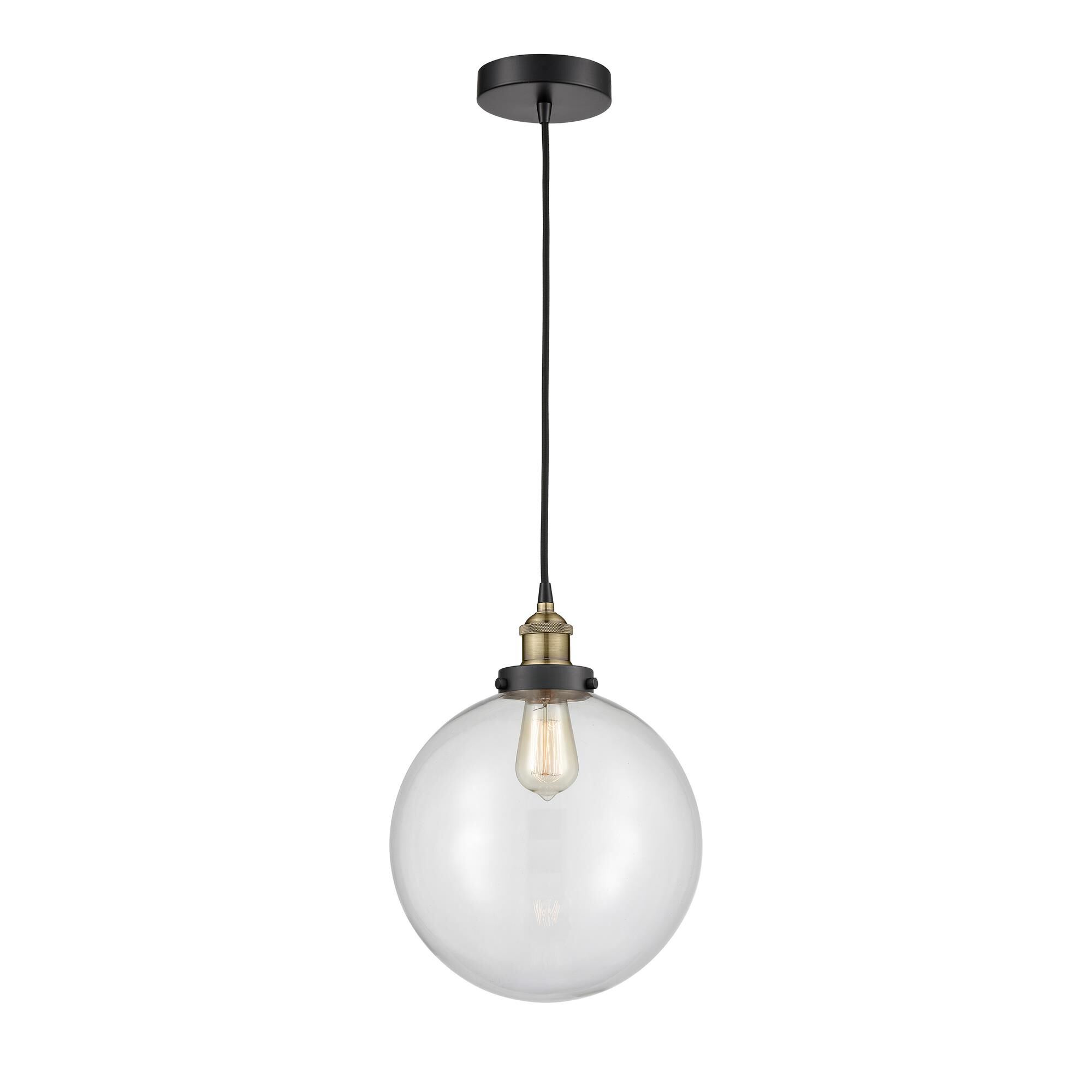 Shown in Black Antique Brass finish and Clear glass
