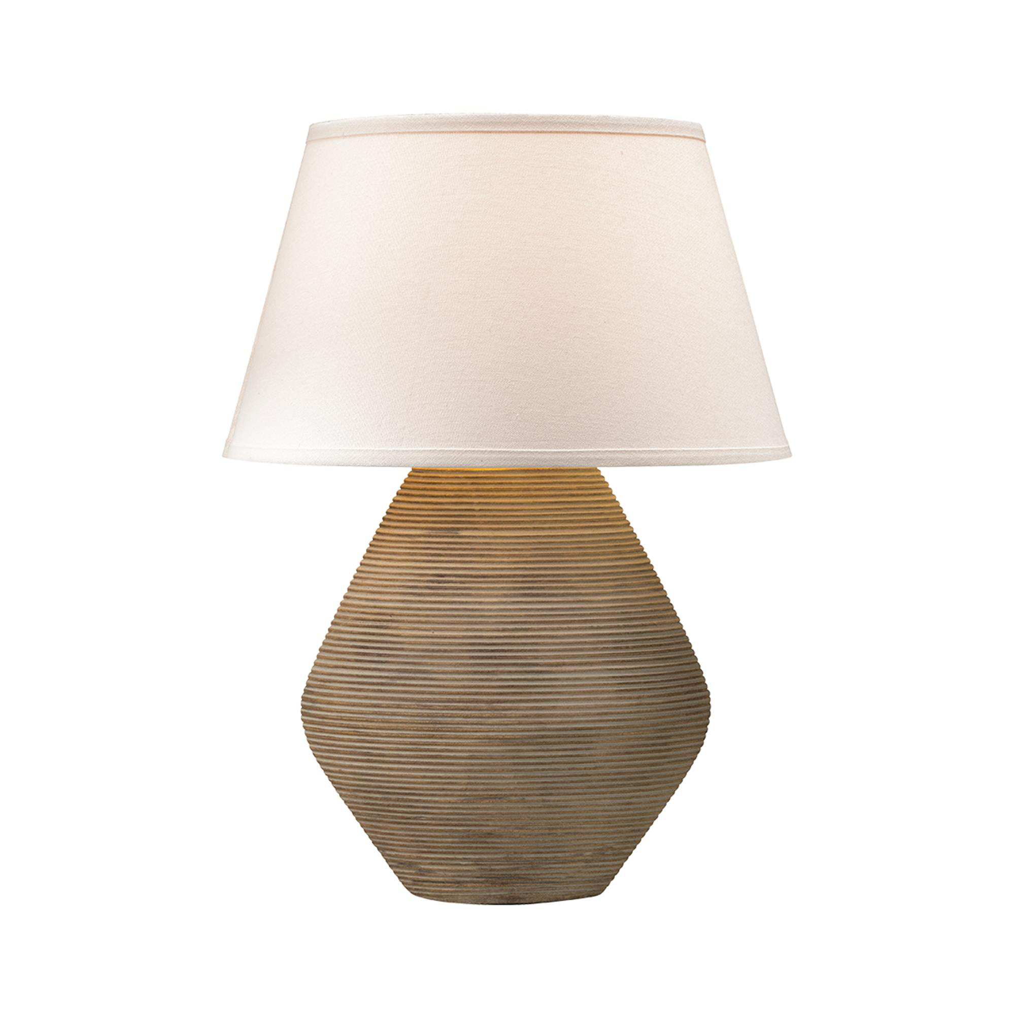 Shown in Rustco finish and Off-White Linen shade