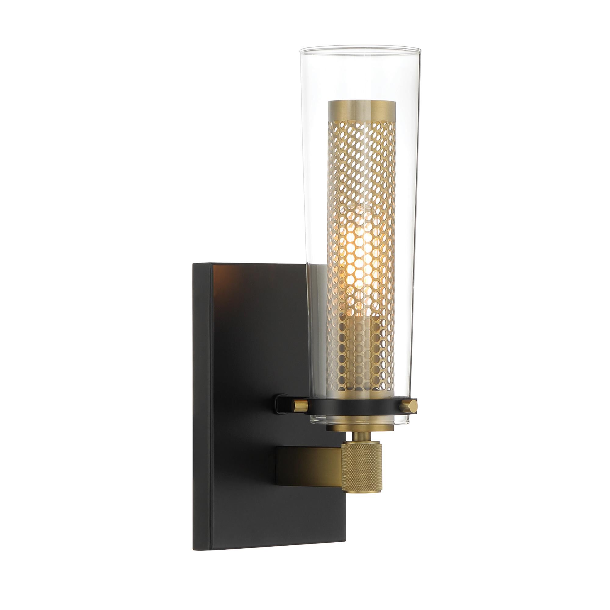 Shown in Coal And Soft Brass finish and Clear glass