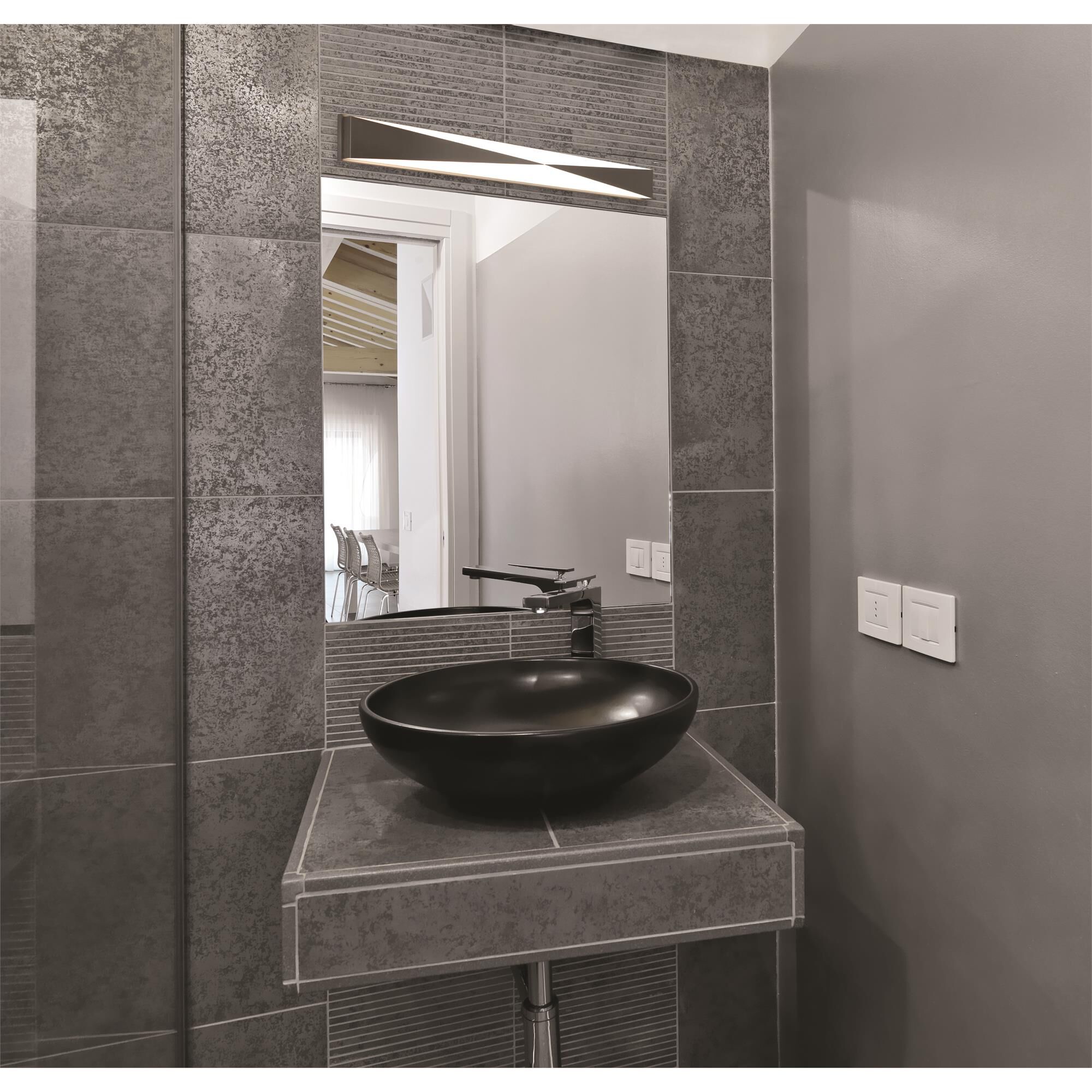 Shown in Satin Nickel finish and White Acrylic glass and 120 Volt Dimmer accent