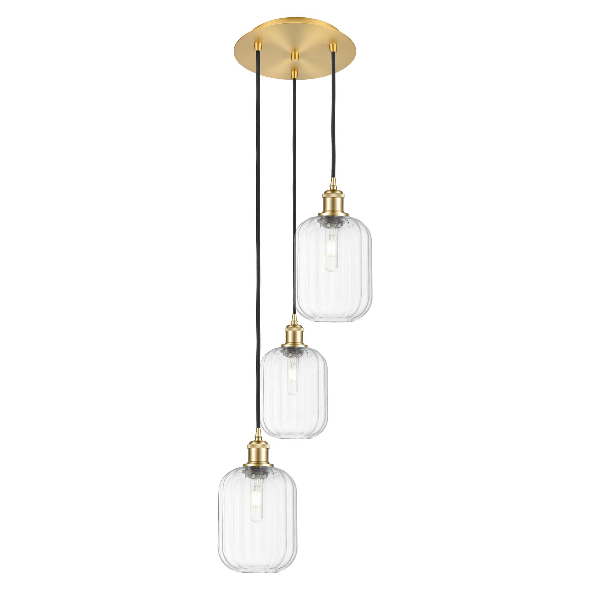 Shown in Satin Gold finish and Clear glass
