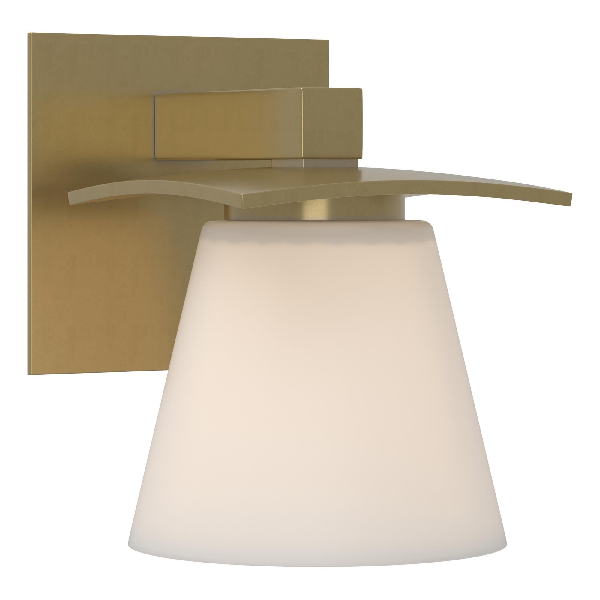 Shown in Modern Brass finish and Opal glass