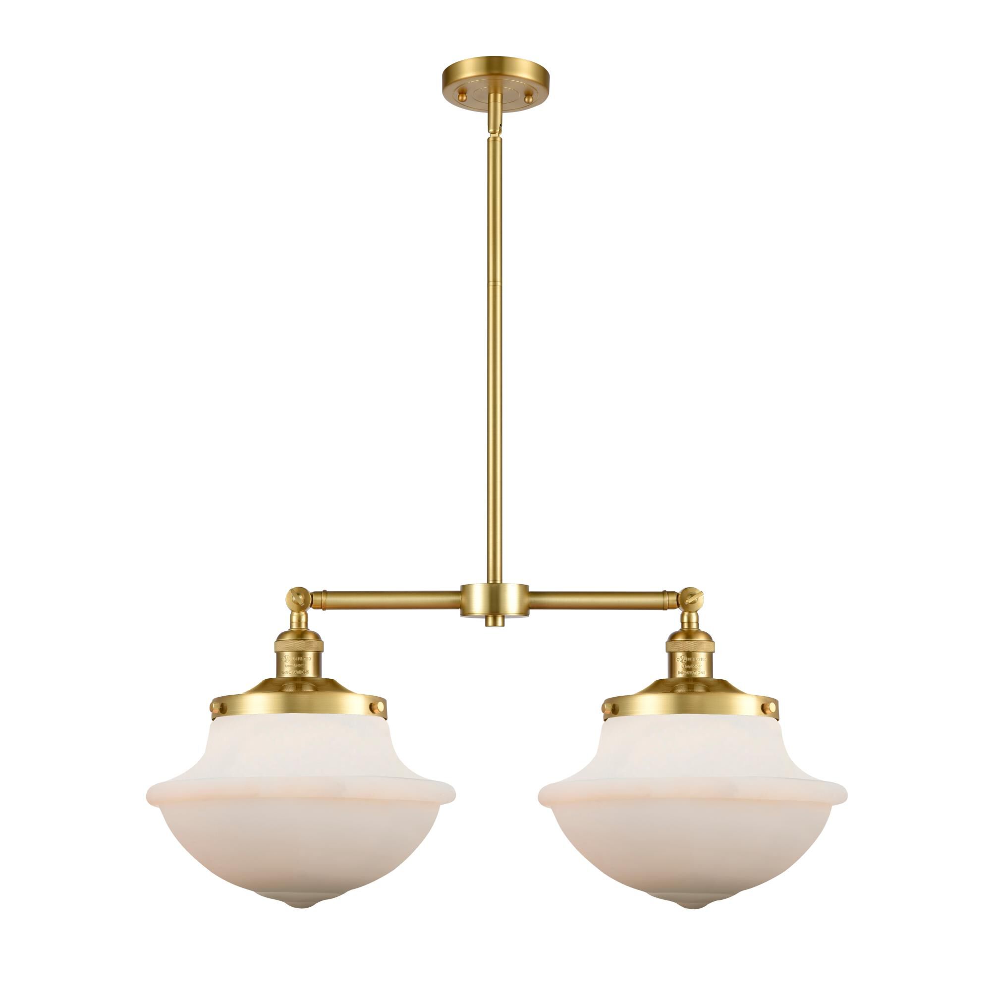 Shown in Satin Gold finish and Matte White Cased Large Oxford glass