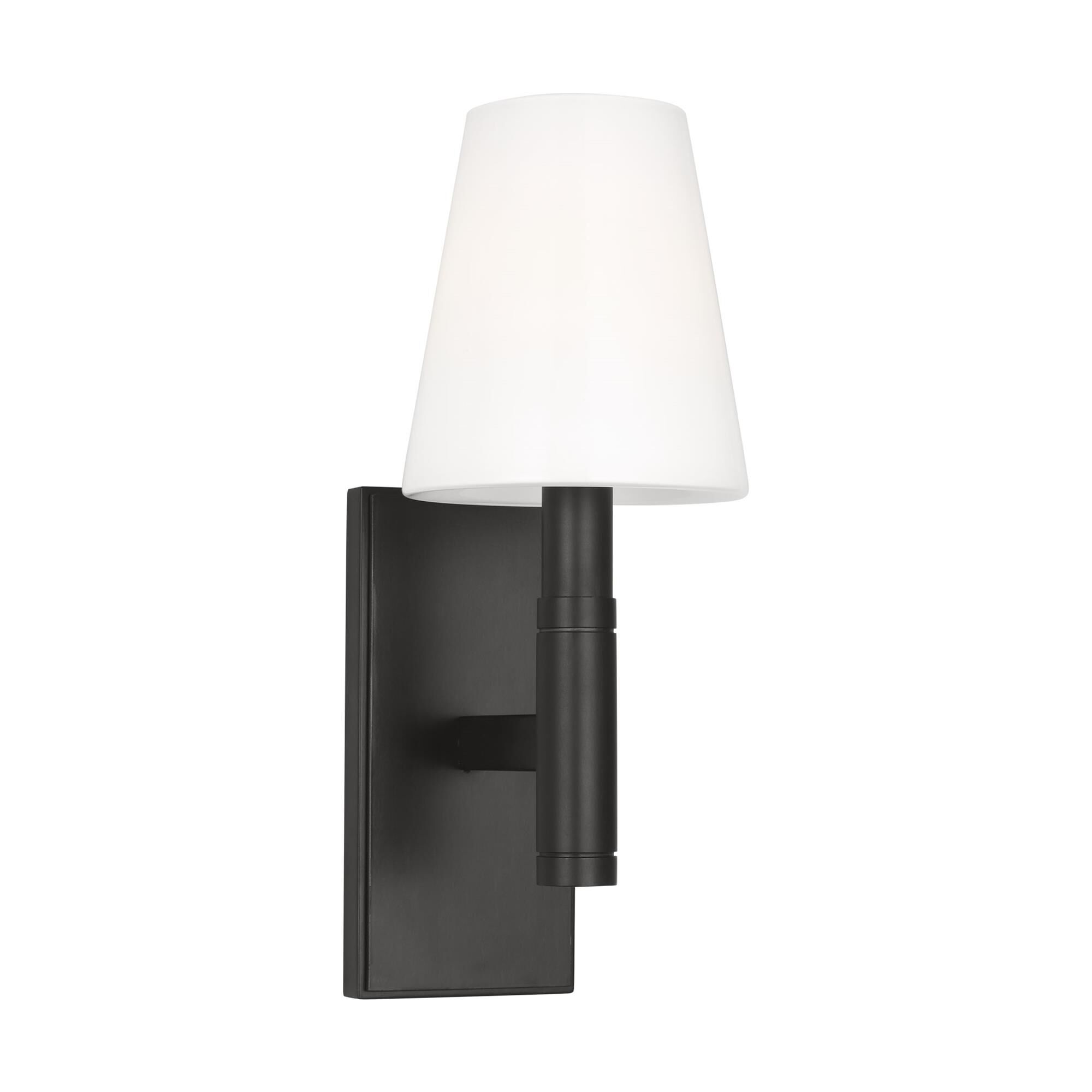 Shown in Aged Iron finish and Milk glass
