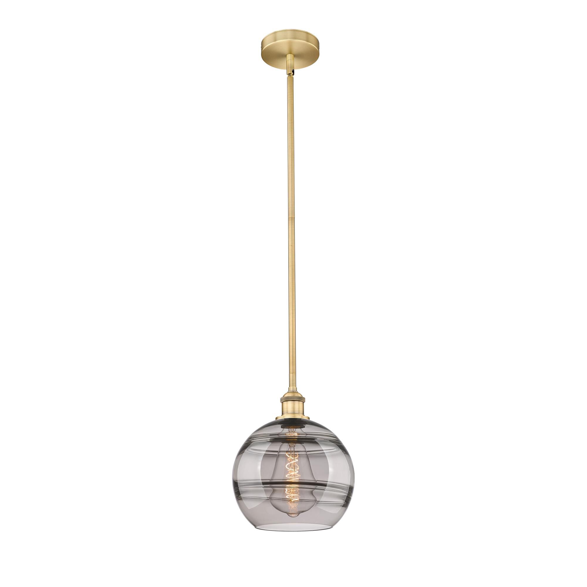 Shown in Brushed Brass finish and Light Smoke glass