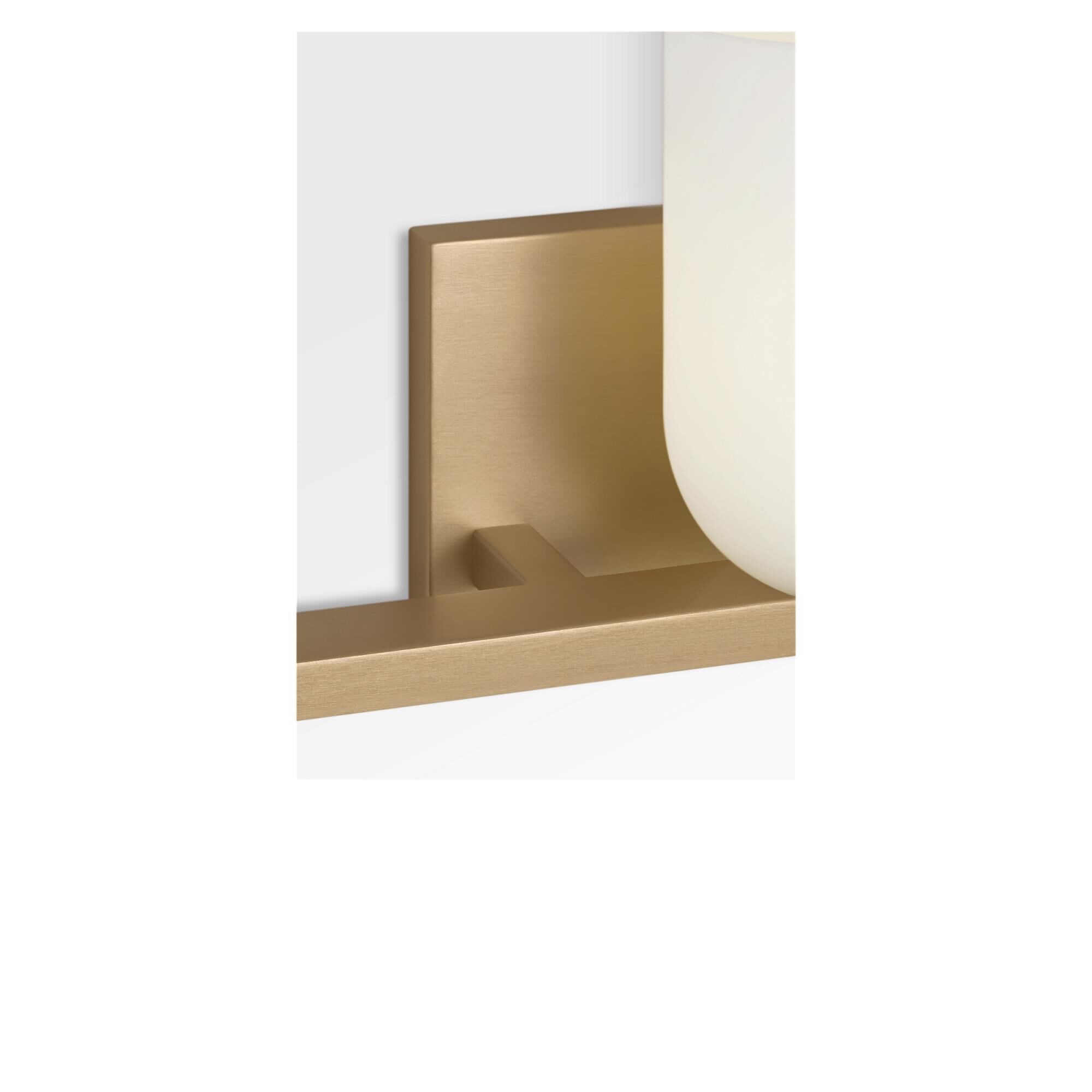 Shown in Satin Brass finish and Etched White glass