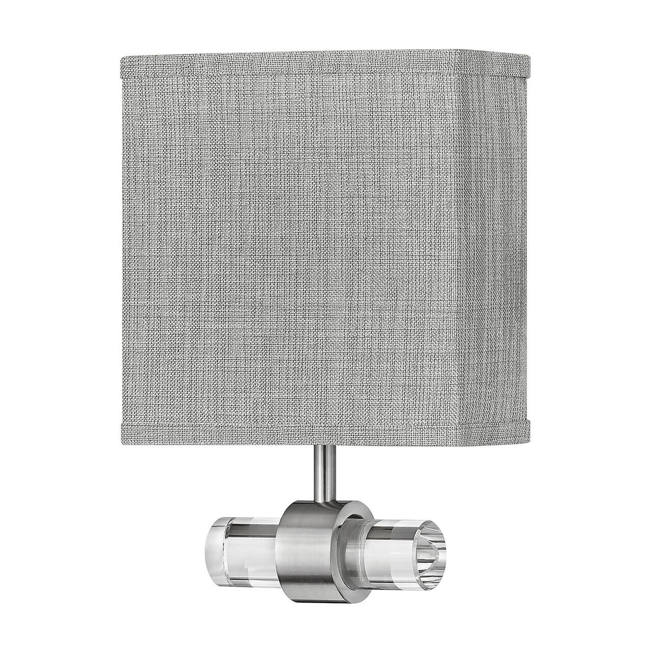 Shown in Brushed Nickel finish and Heathered Gray Slub shade