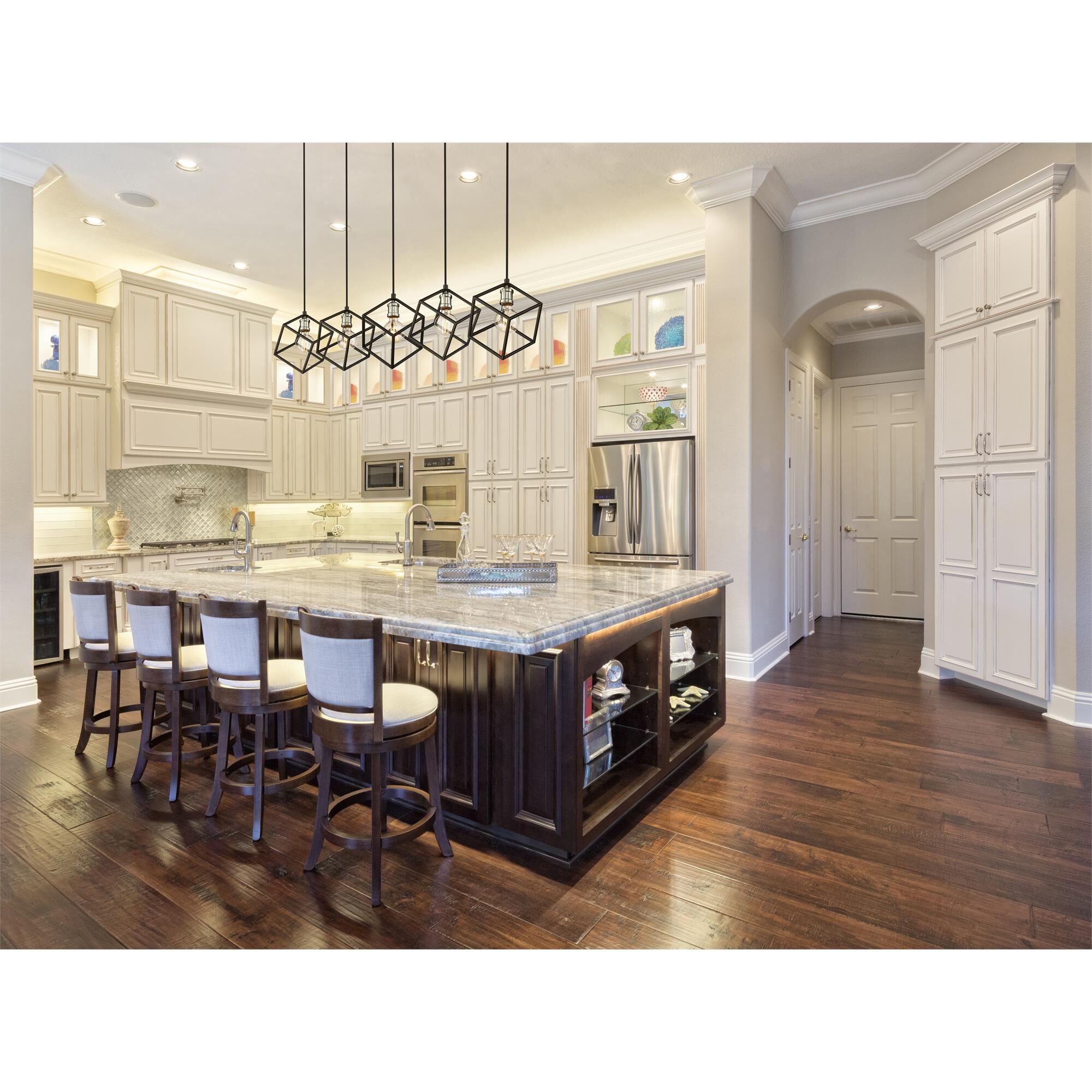 Shown in Matte Black + Brushed Nickel finish and --- glass and --- shade