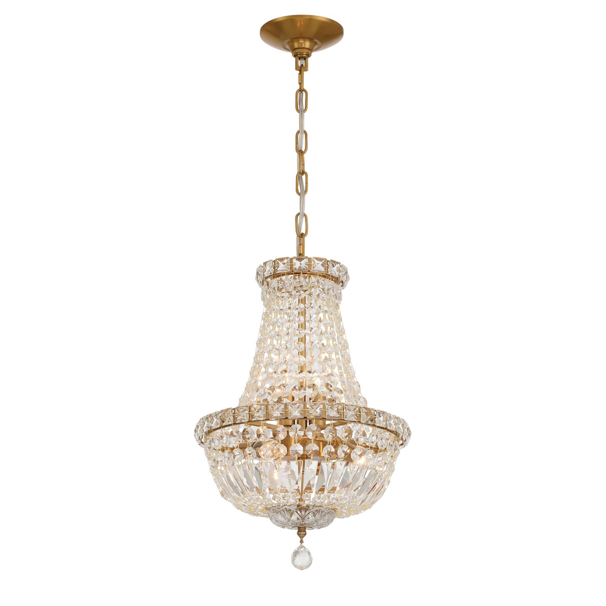 Shown in Aged Brass finish and Hand Cut crystal