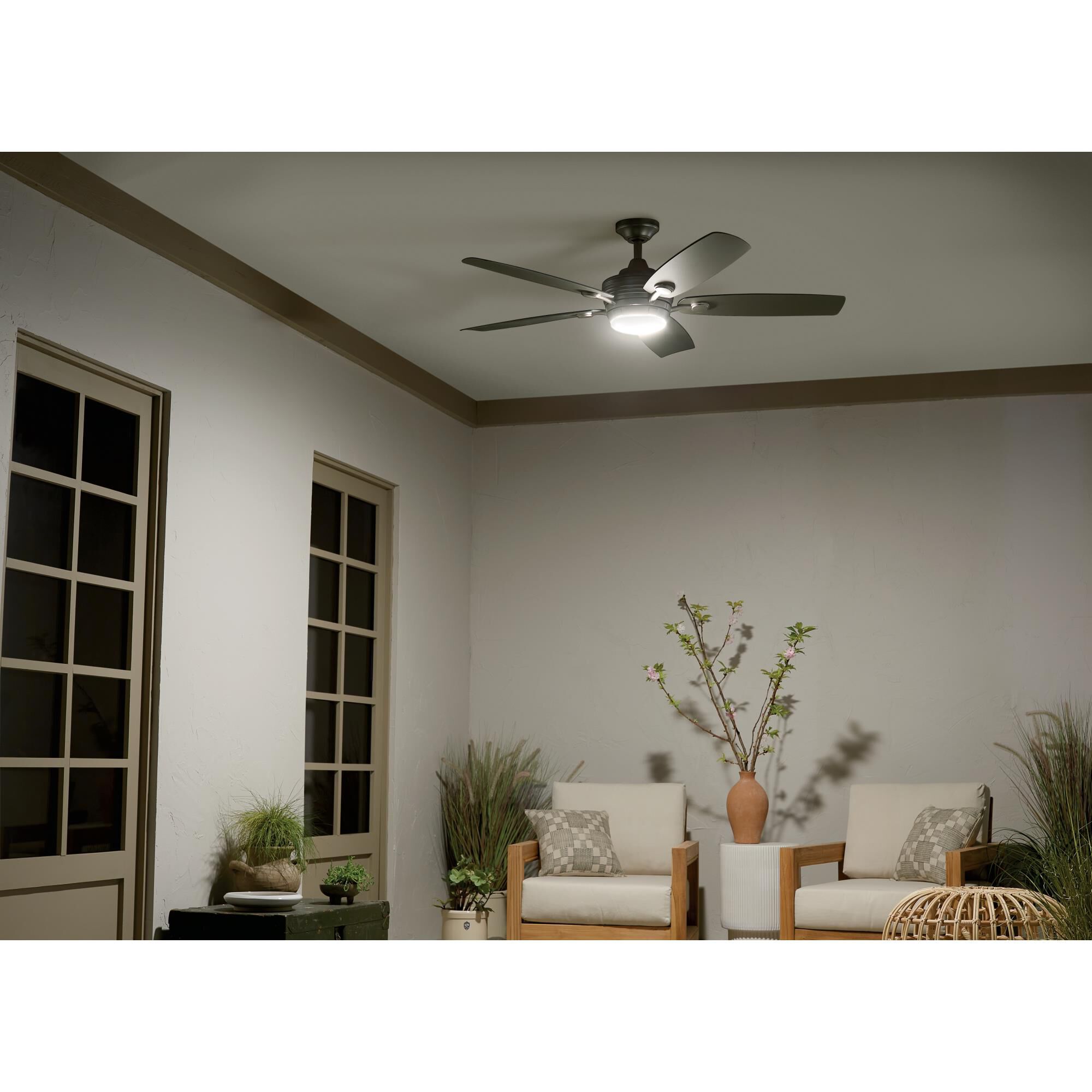 Shown in Brushed Nickel finish and Frosted glass