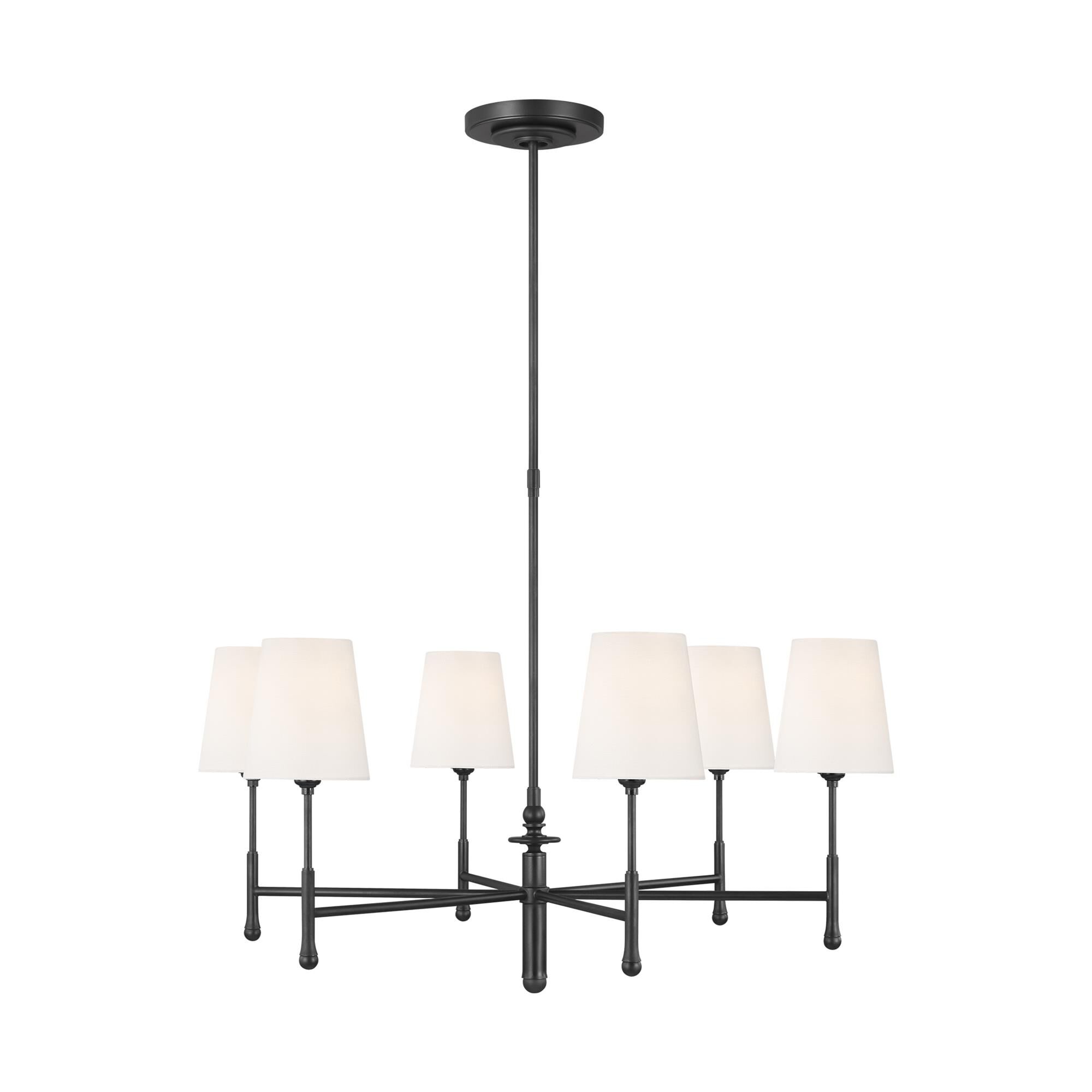 Shown in Aged Iron finish and White Linenfabric shade