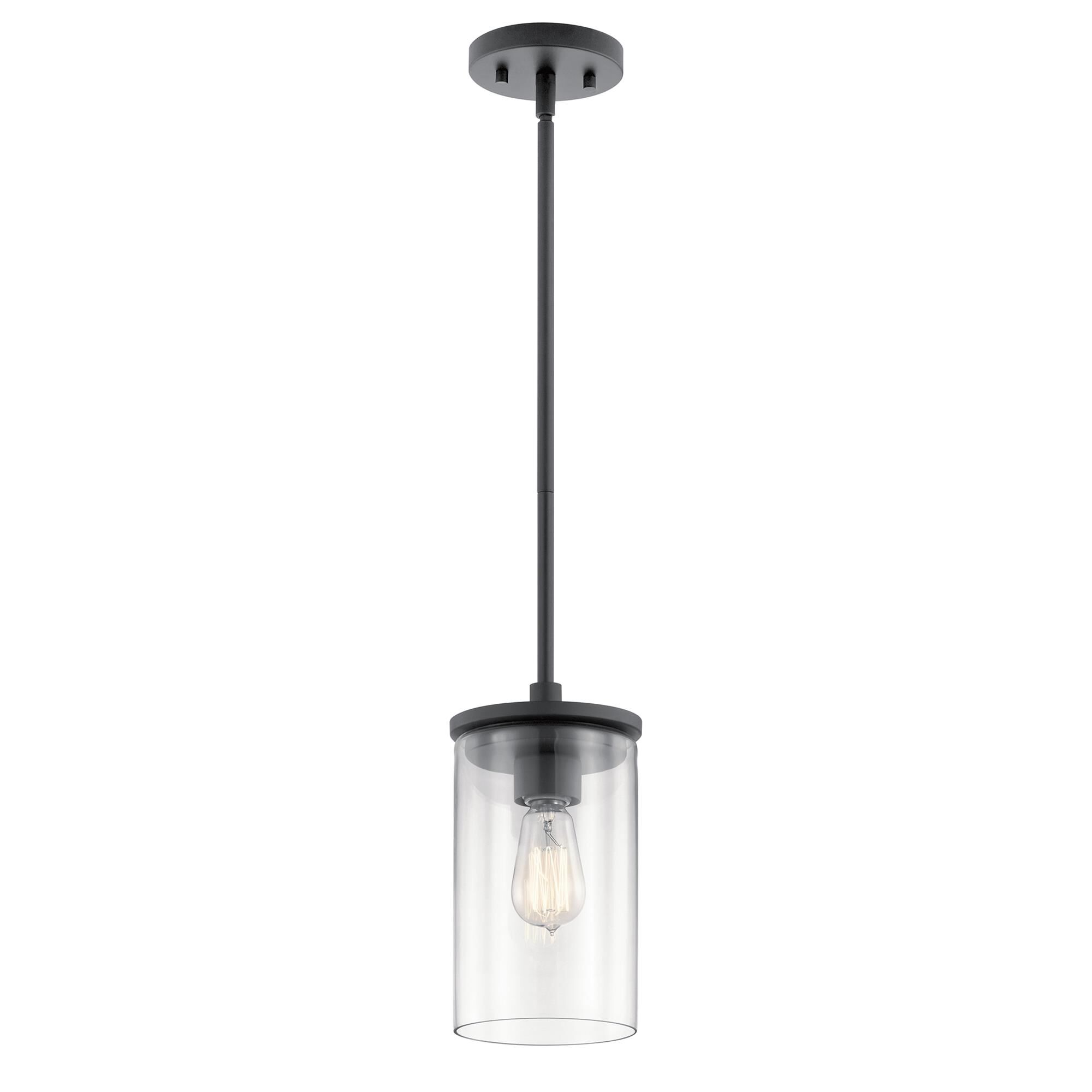 Shown in Black finish and Clear glass