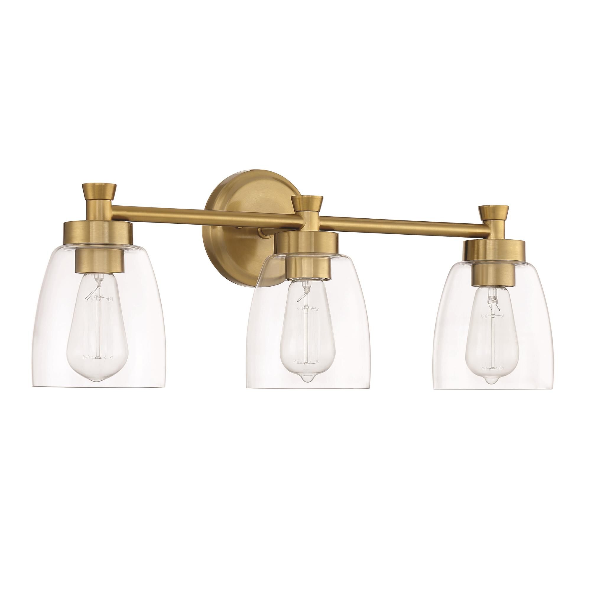 Shown in Satin Brass finish and Clear glass