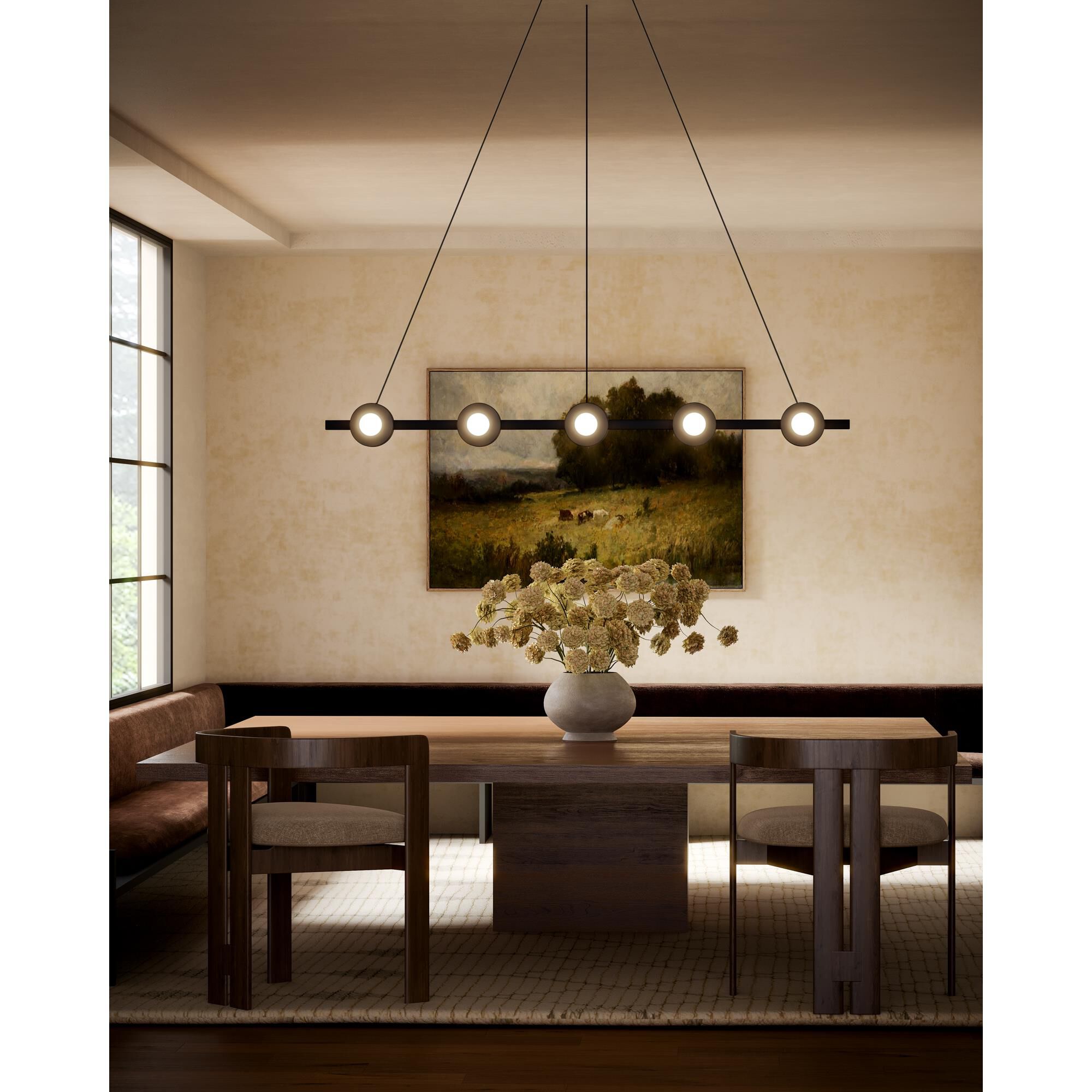 Shown in Black finish and Opal glass