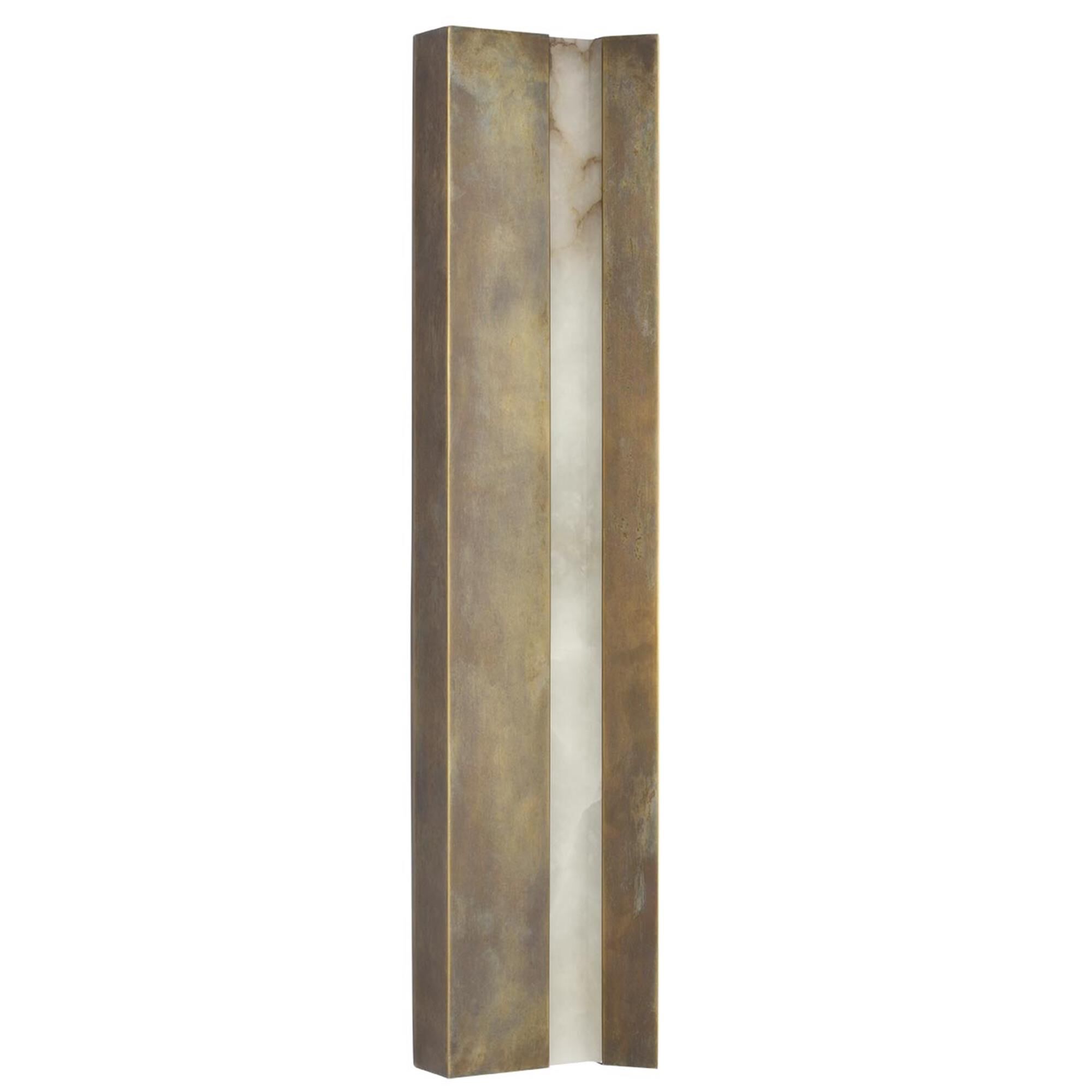 Shown in Mottled Brass finish and Alabaster shade