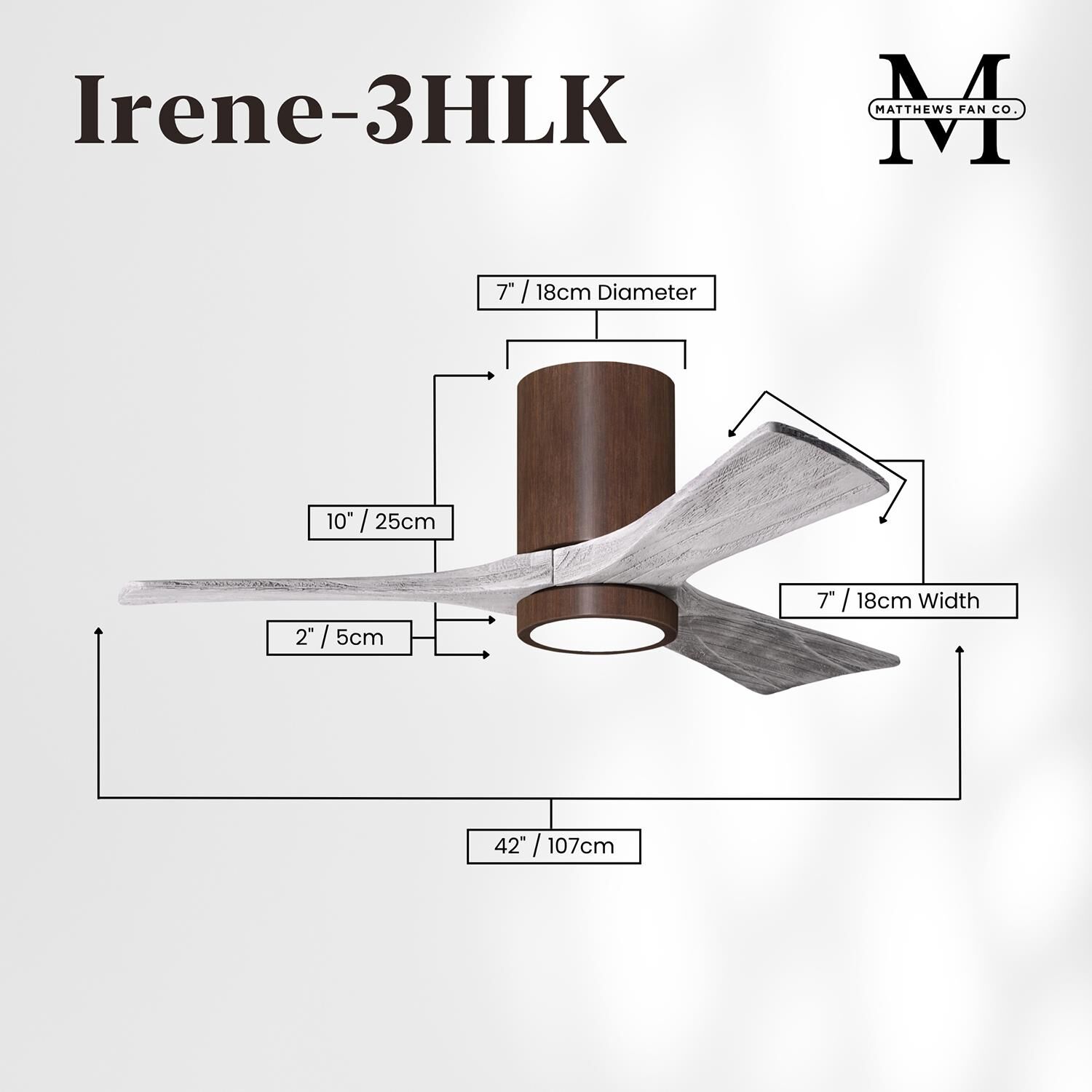 Irene 42 Inch Flush Mount Fan with Light Kit by Matthews Fan Company
