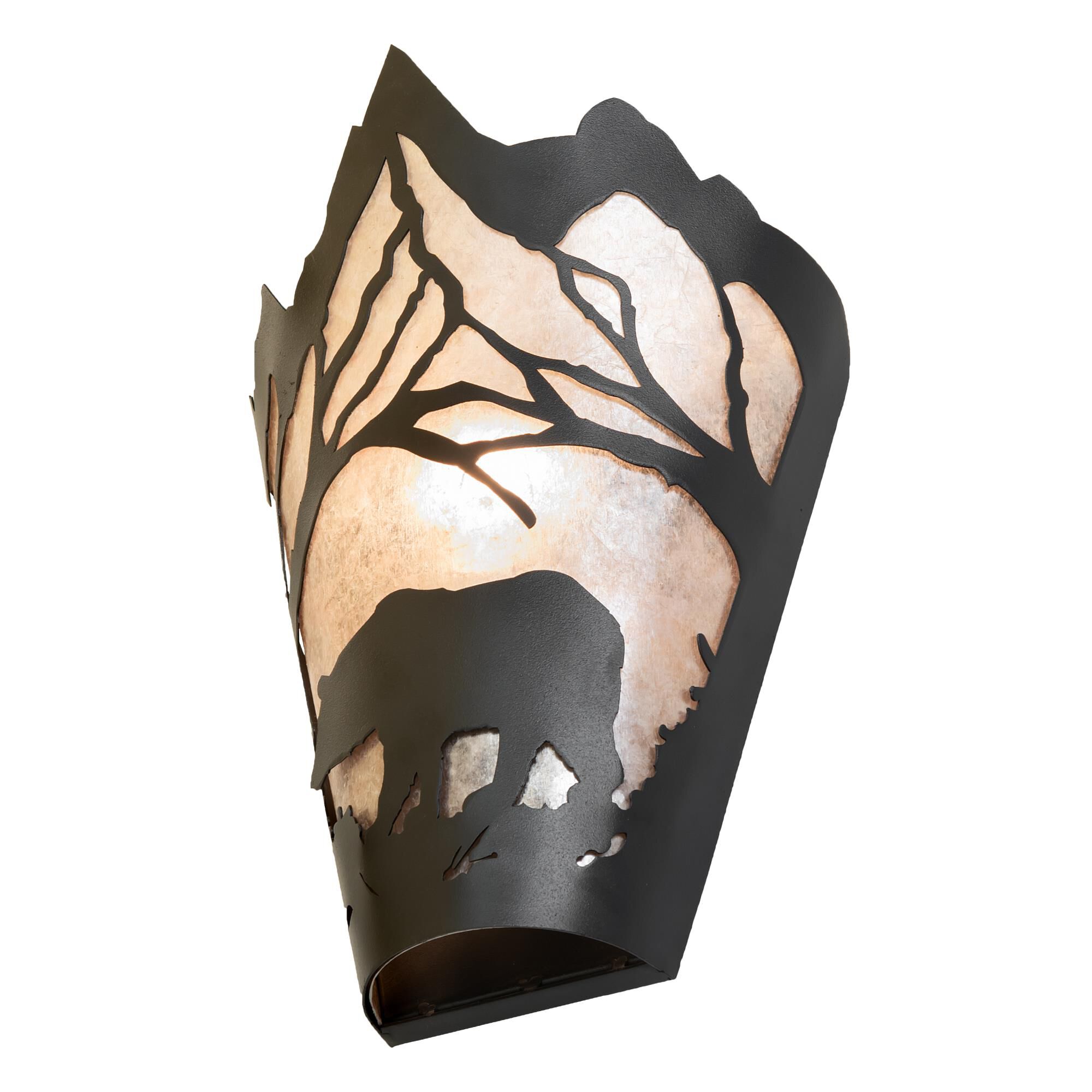 Shown with Black Metal Finish;Silver Mica glass