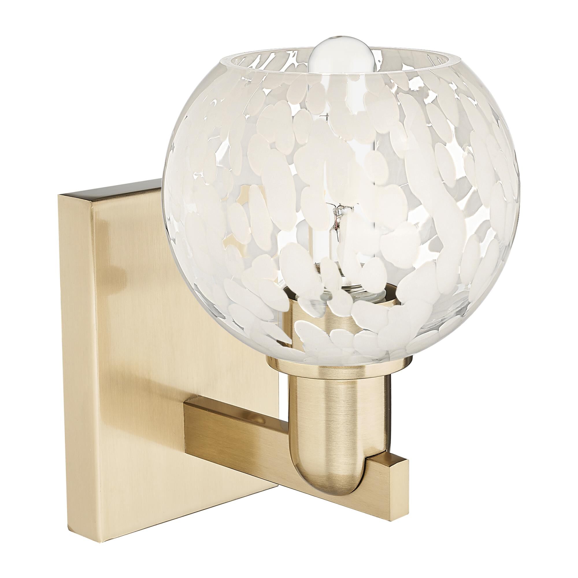 Shown in Champagne Bronze finish and White Mouchette glass