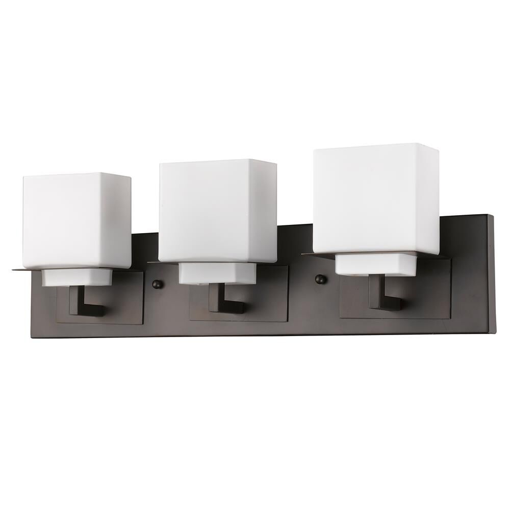 Shown in Oil Rubbed Bronze finish and White glass and White Rectangular Glass s shade