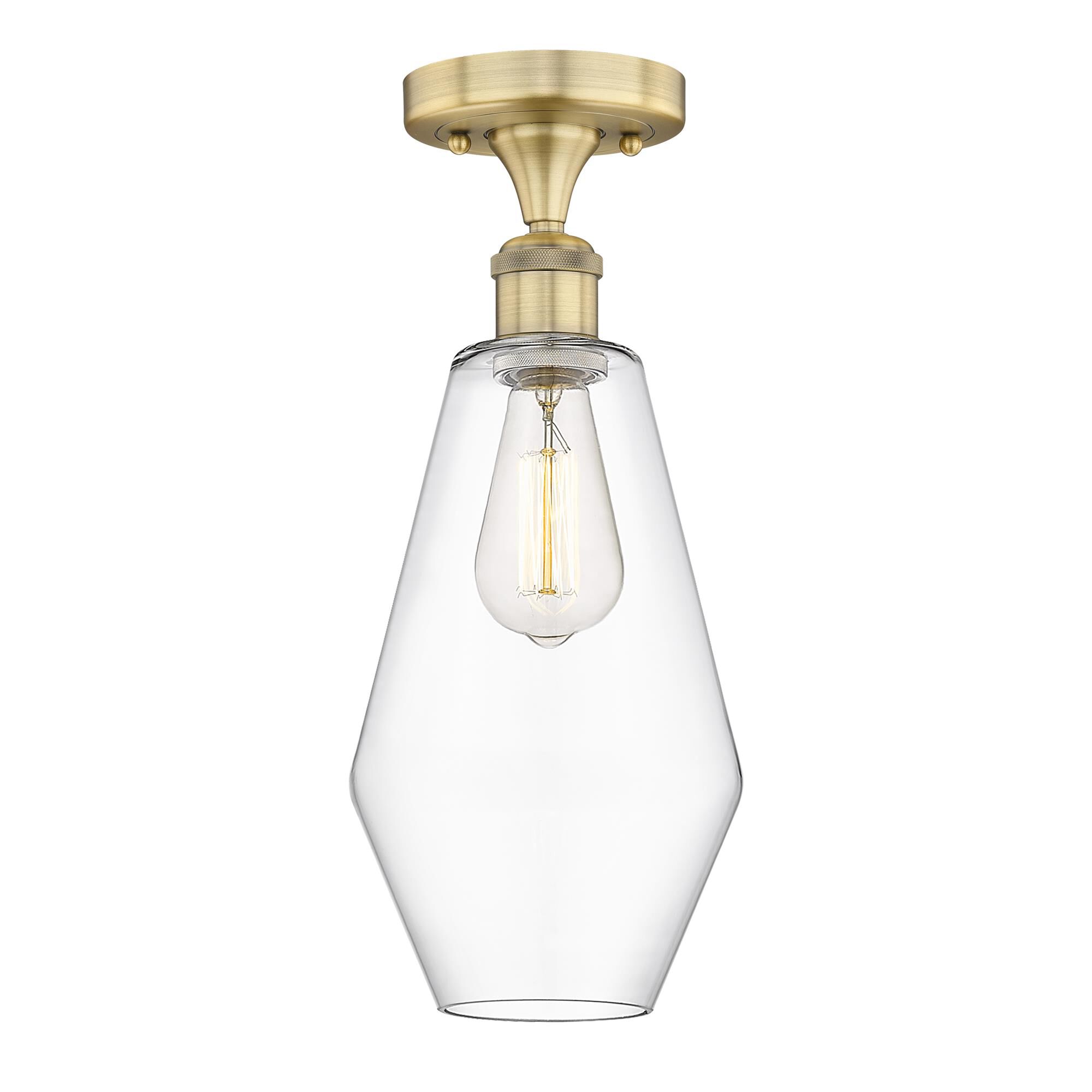 Shown in Brushed Brass finish and Clear glass