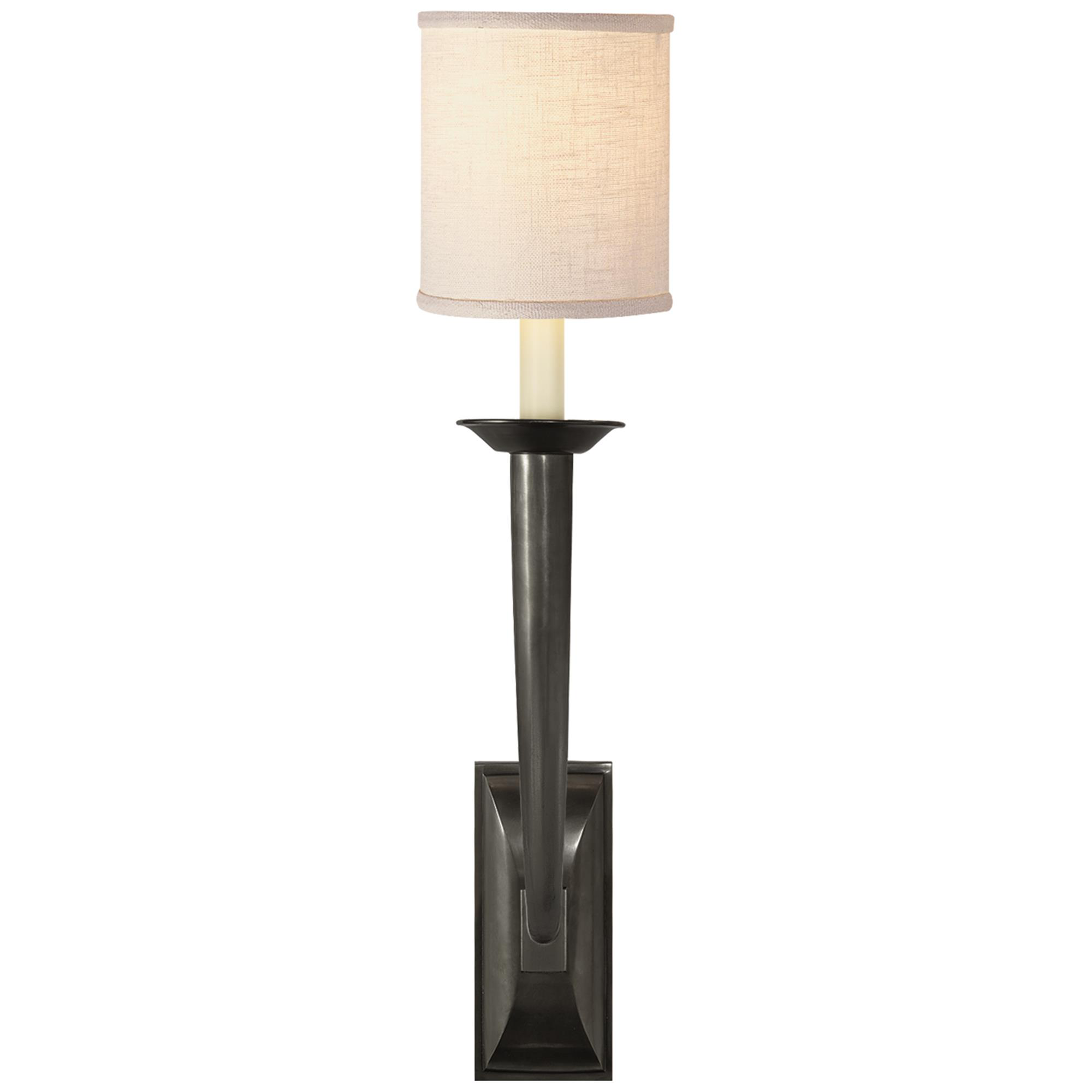 Shown in Bronze finish and Linen shade