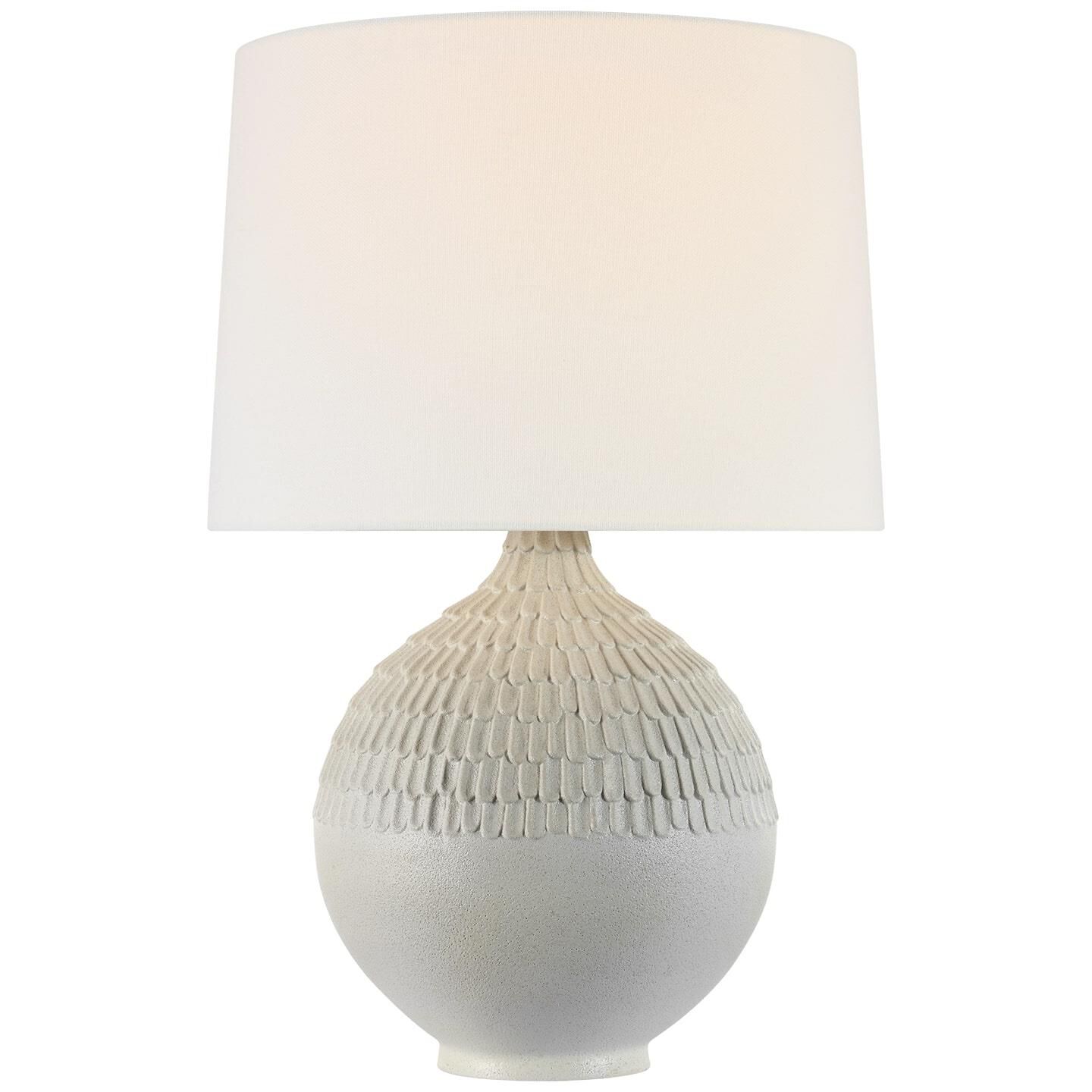 Shown in Volcanic White finish and Linen shade