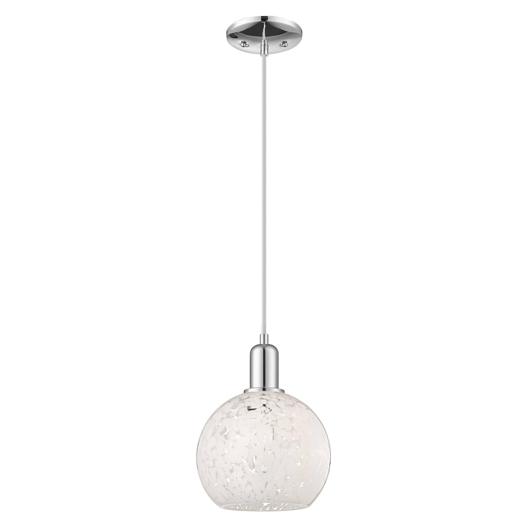 Shown in Polished Chrome finish and White Mouchette glass