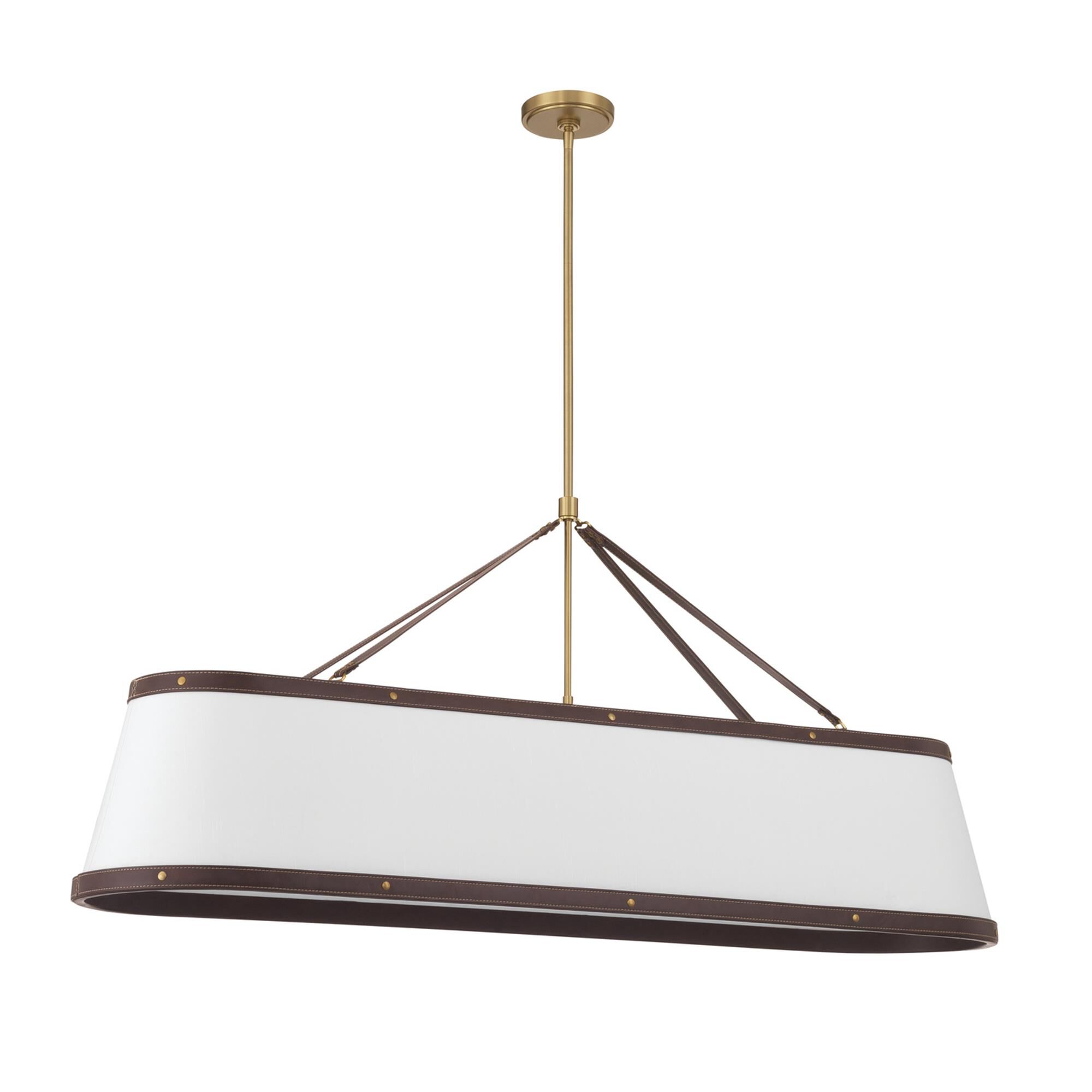Shown in Luxe Gold finish and Fabric glass and Fabric shade