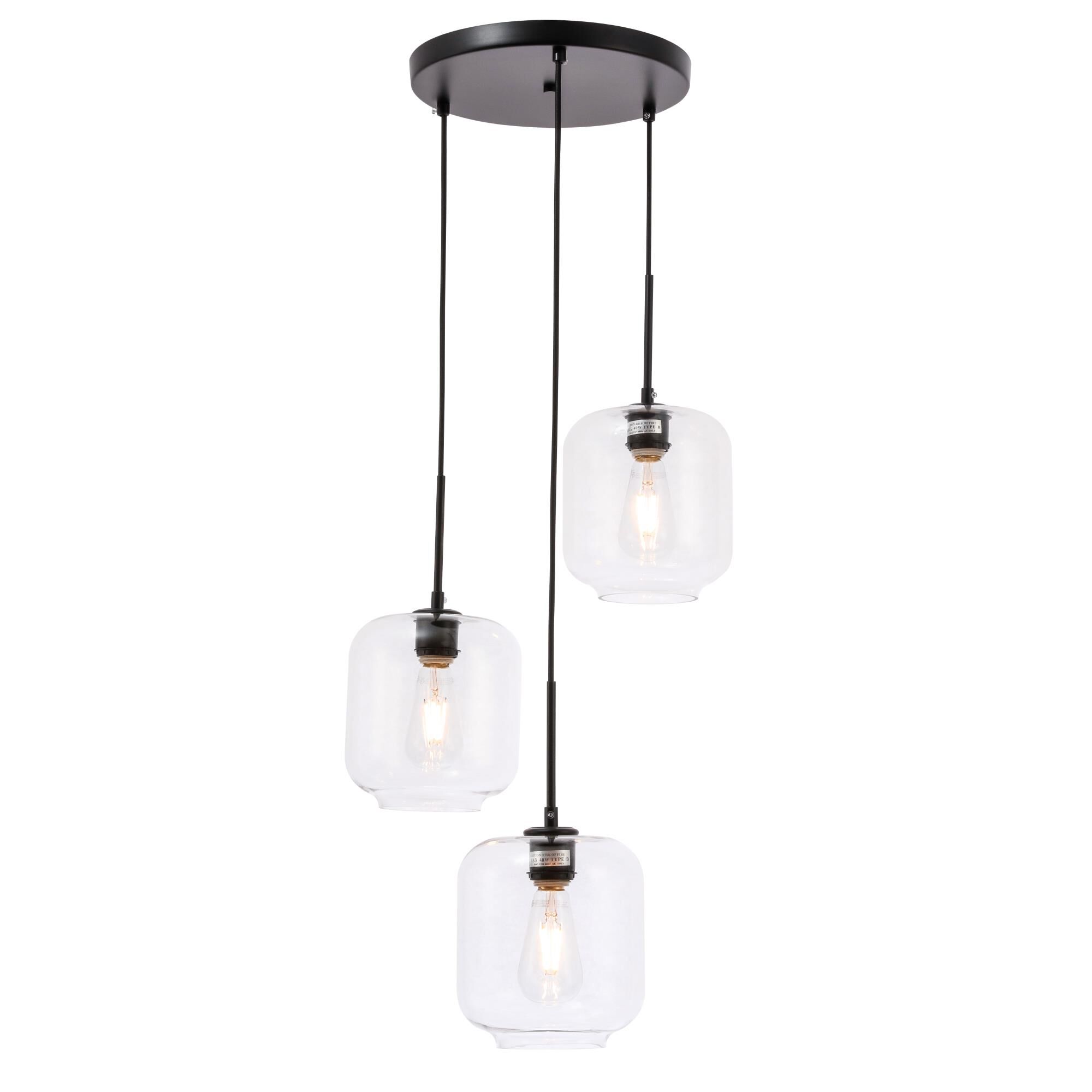 Collier 17 Inch 3 Light Multi Light Pendant by Elegant Lighting