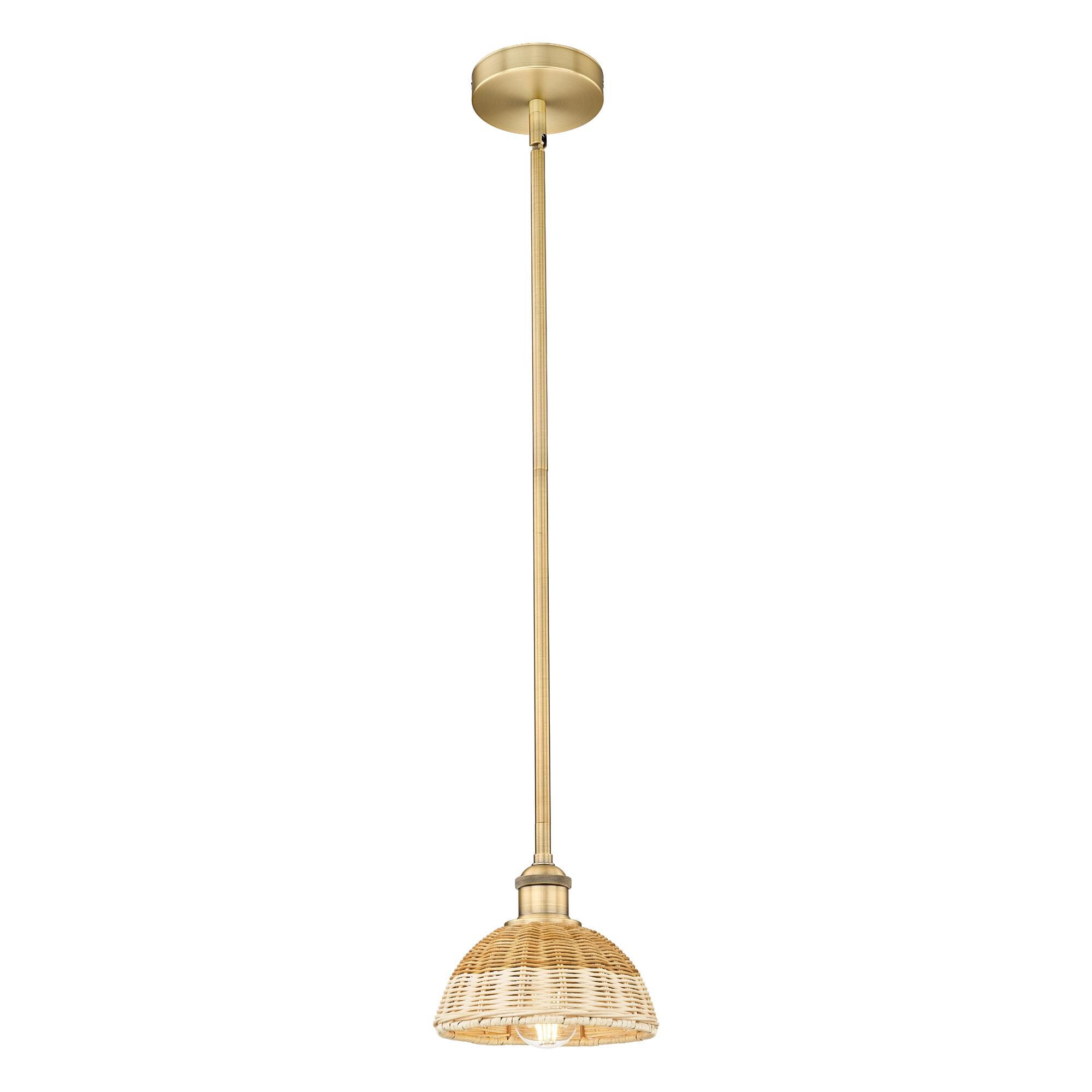 Shown in Brushed Brass finish and Natural shade