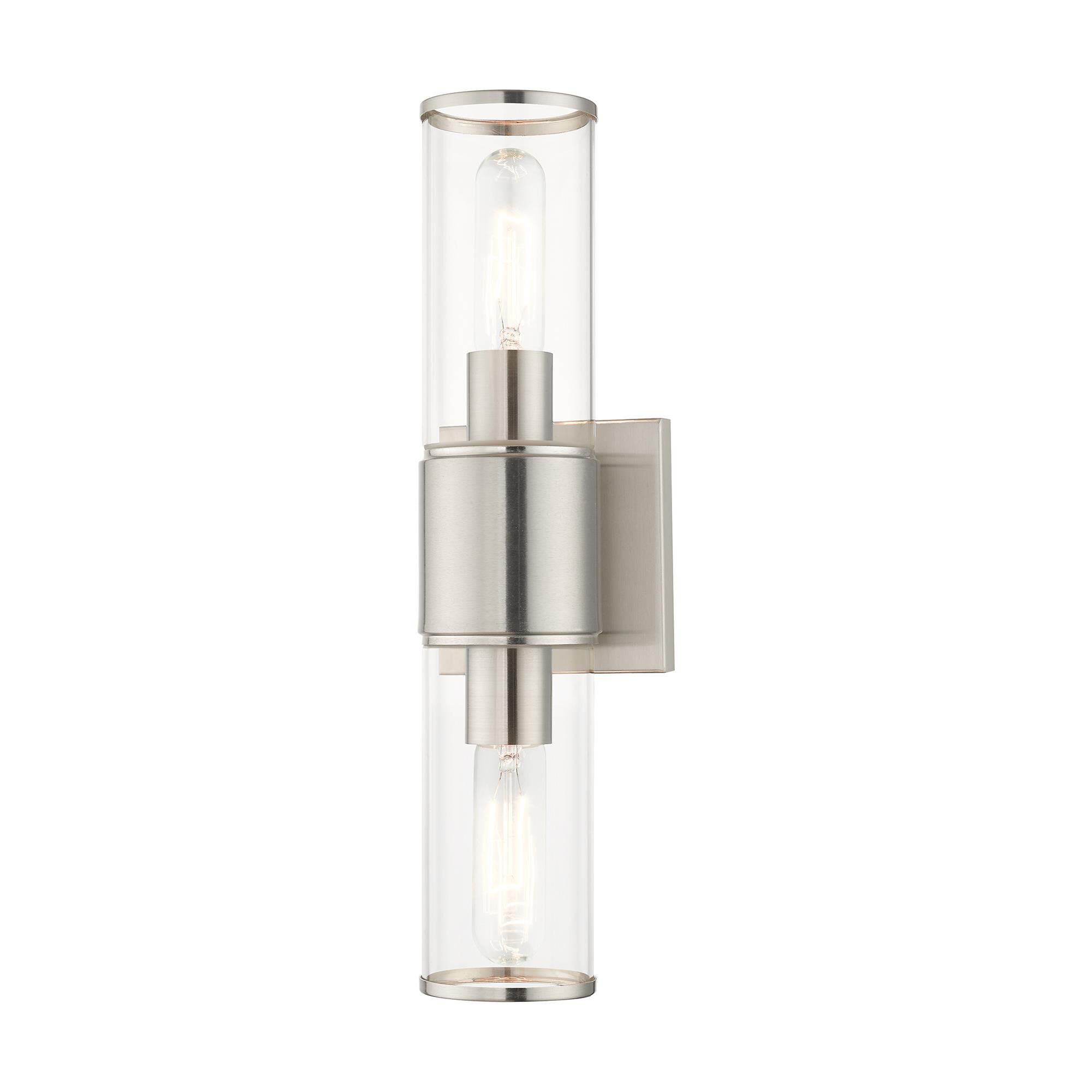 Shown in Brushed Nickel finish and Clear  glass