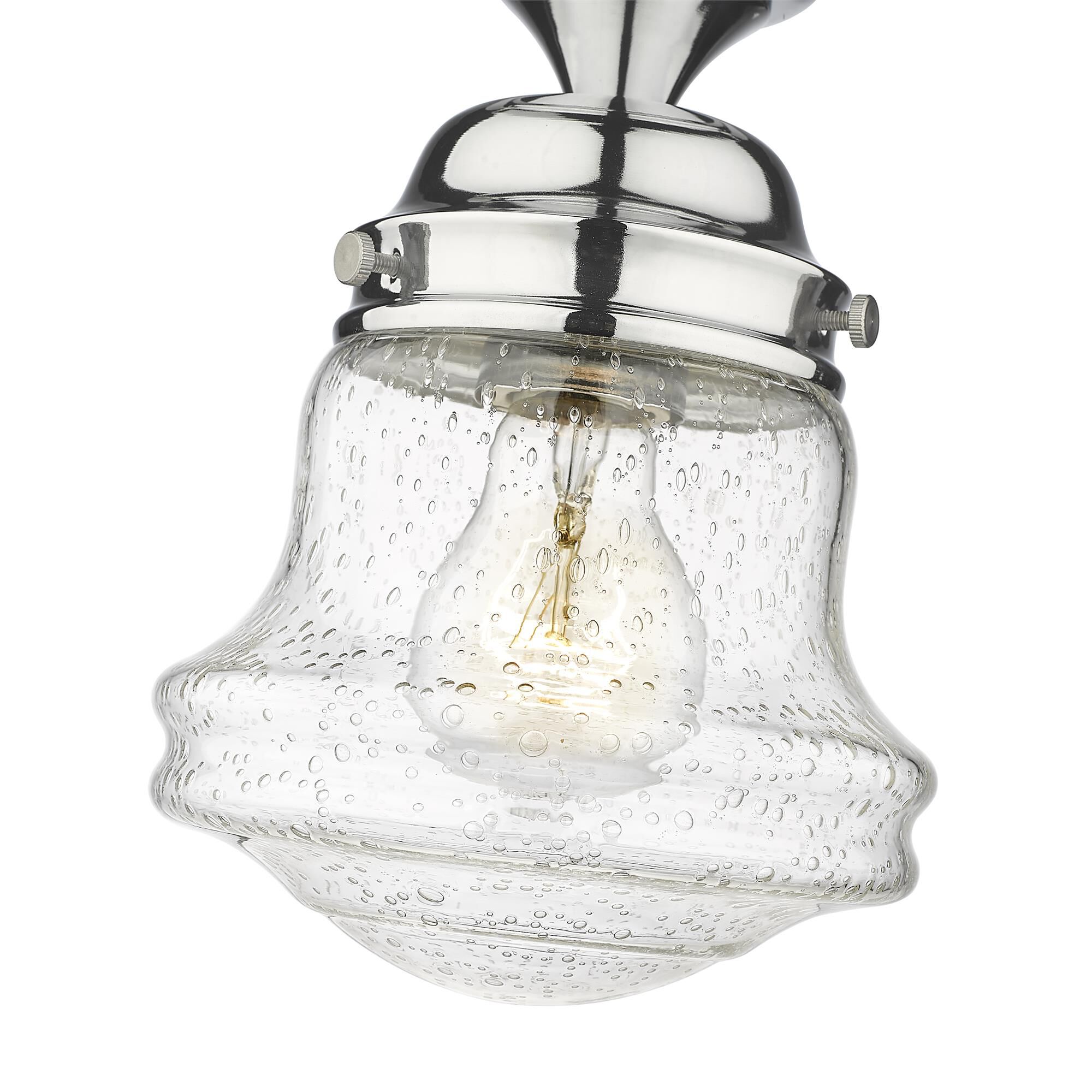 Shown in Chrome finish and Clear Seedy glass