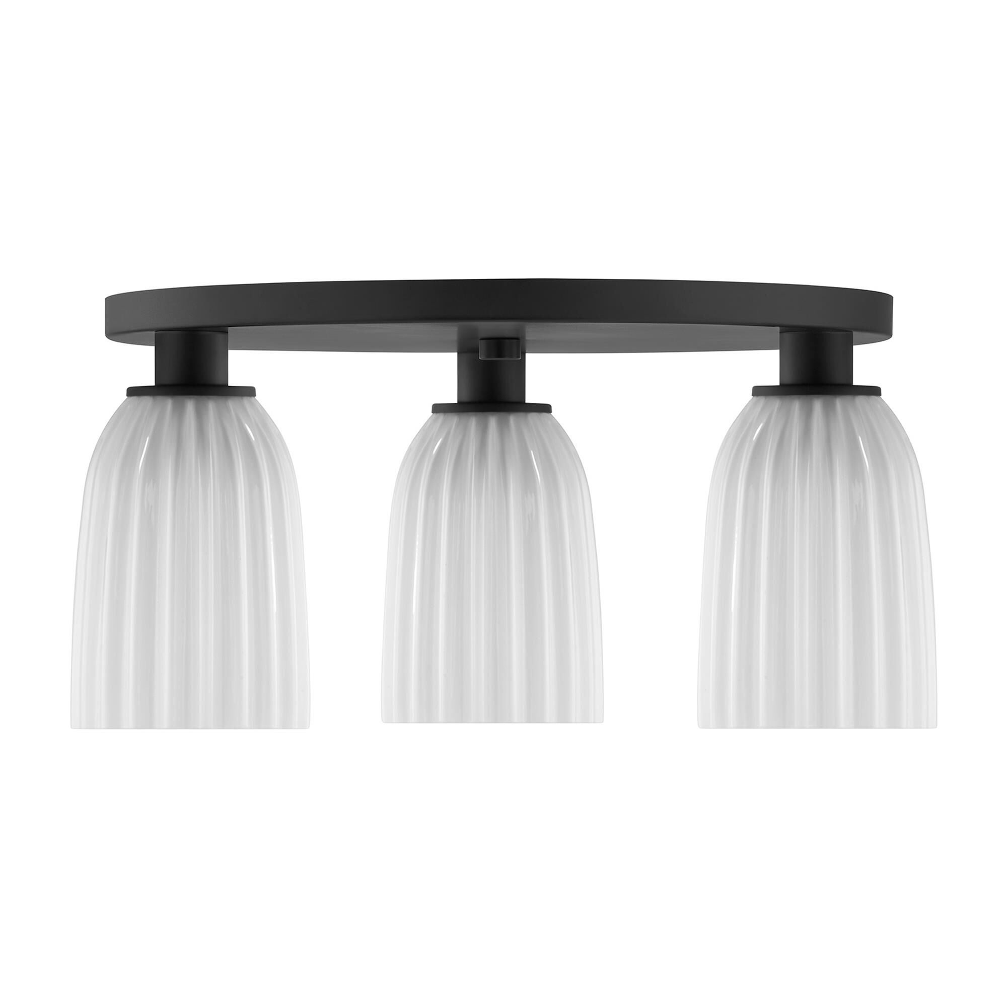 Shown in Matte Black finish and White Opal Ribbed glass