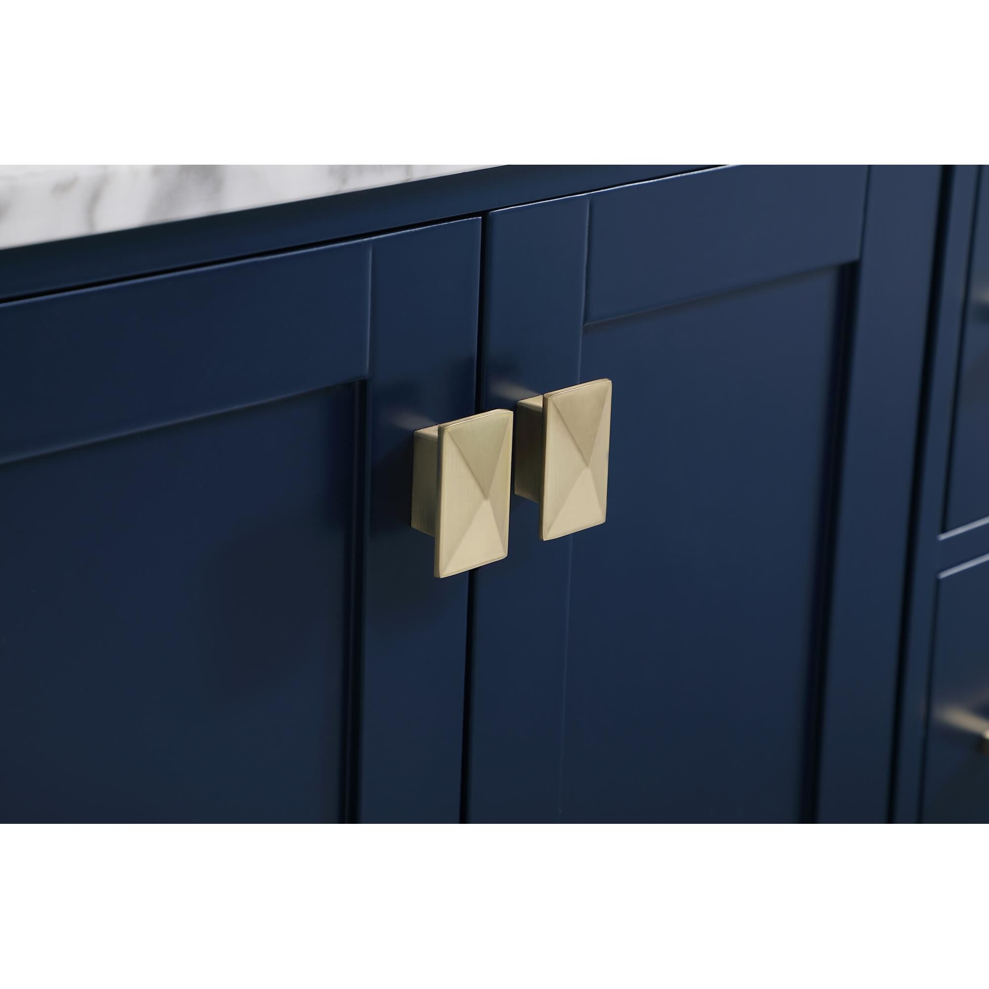 Shown in Blue And Gold With Carrara White Marble finish