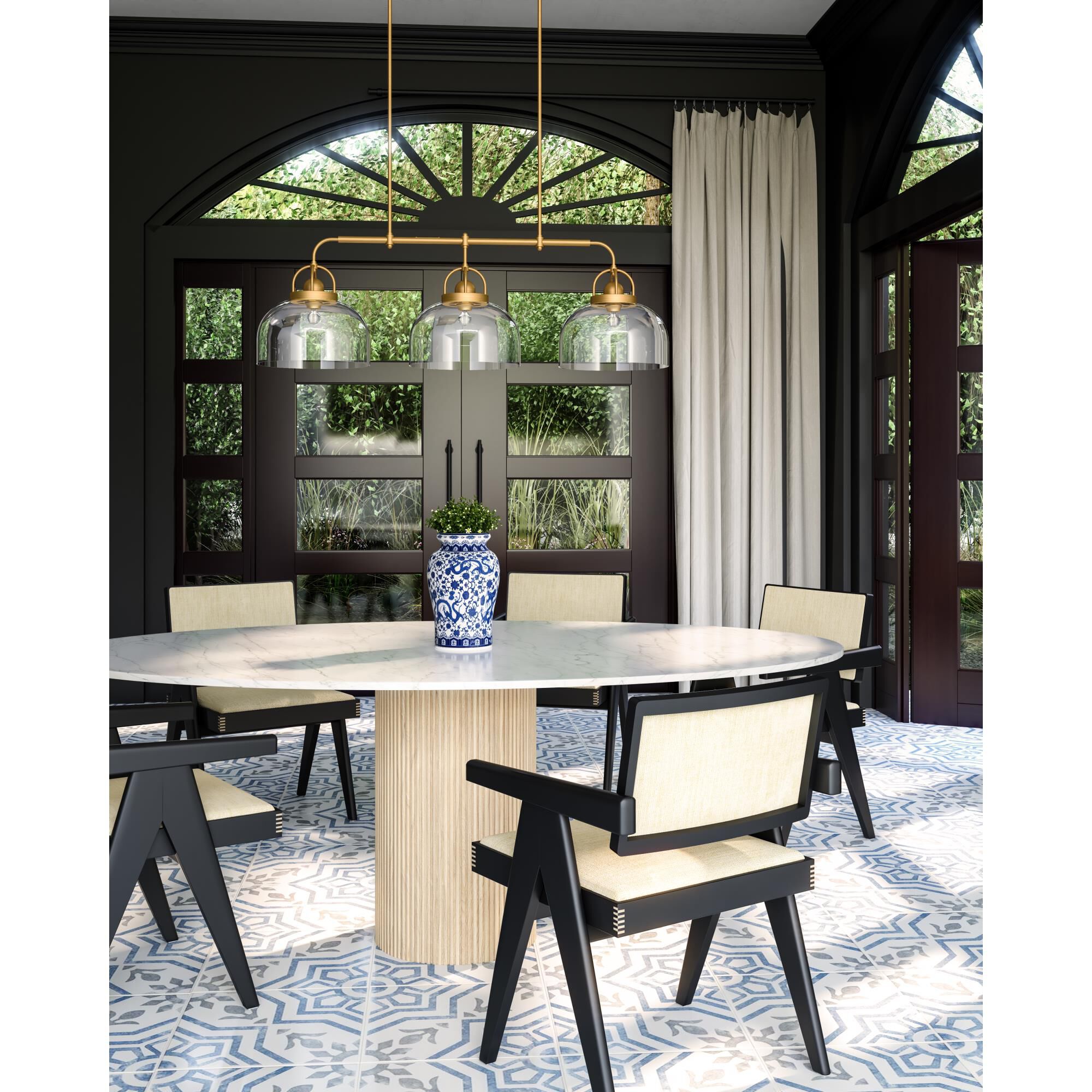 Lancaster 55 Inch 3 Light Linear Suspension Light by Alora Mood