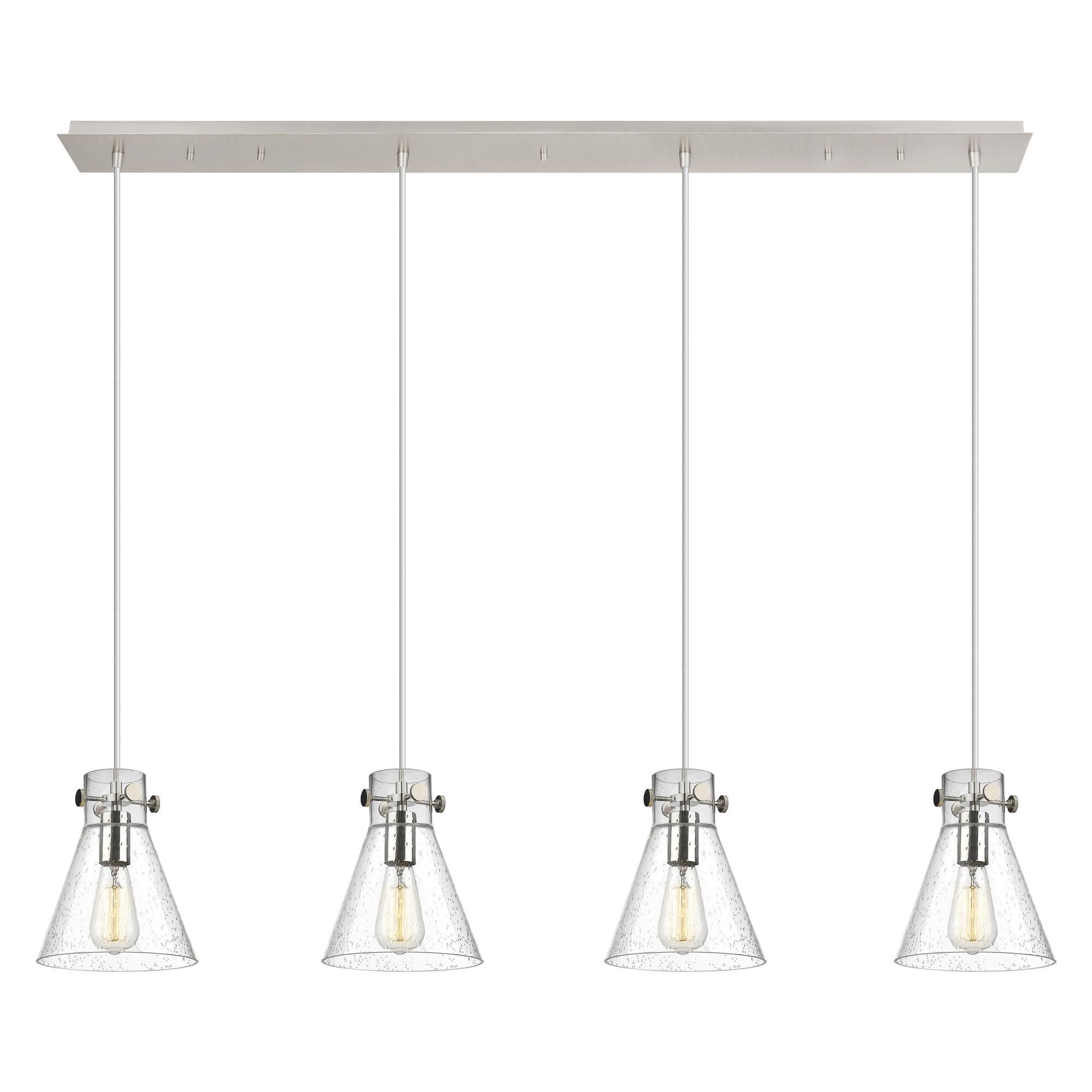 Shown in Polished Nickel finish and Seedy glass and Seedy Glass shade