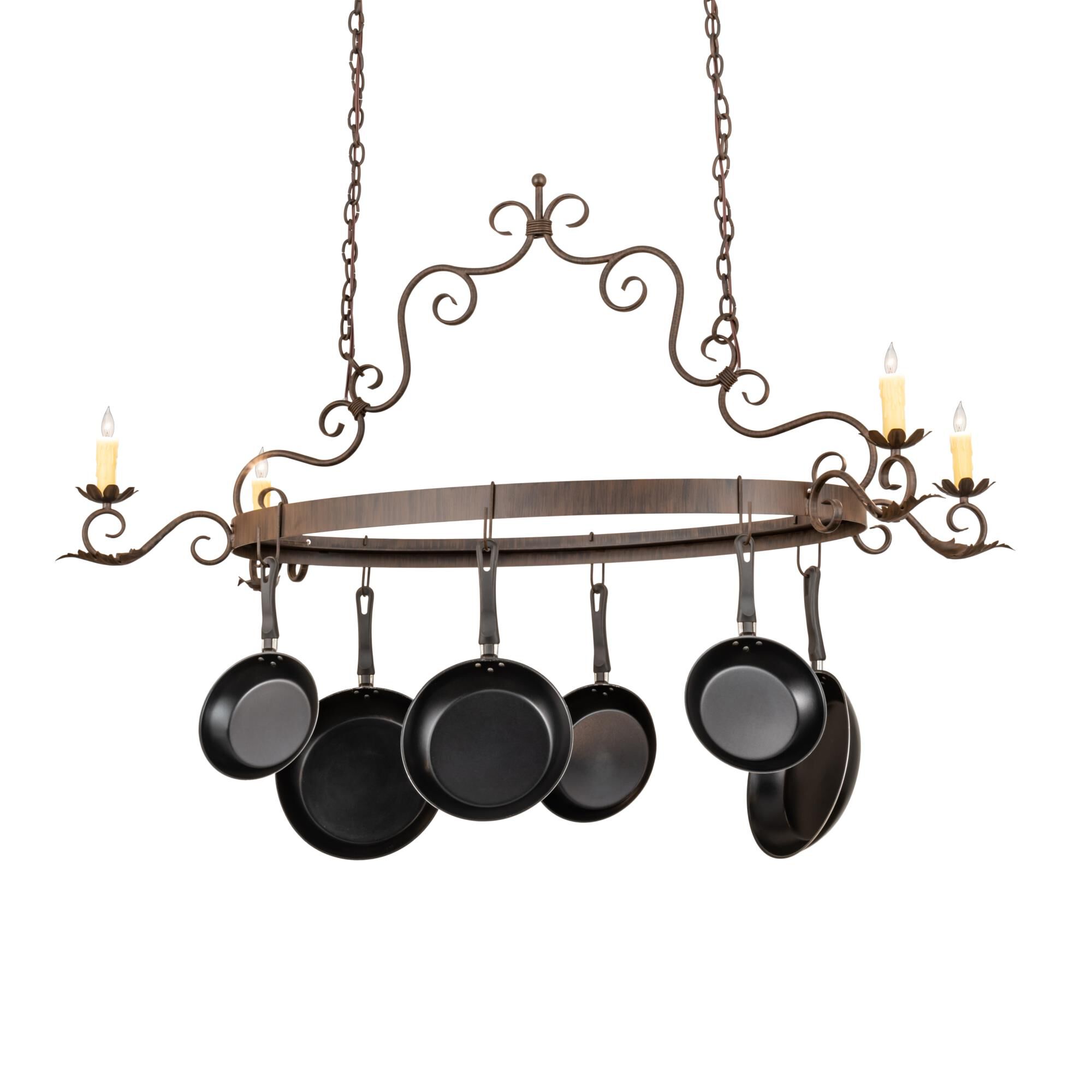 54 Inch 4 Light Lighted Pot Rack by Meyda Lighting