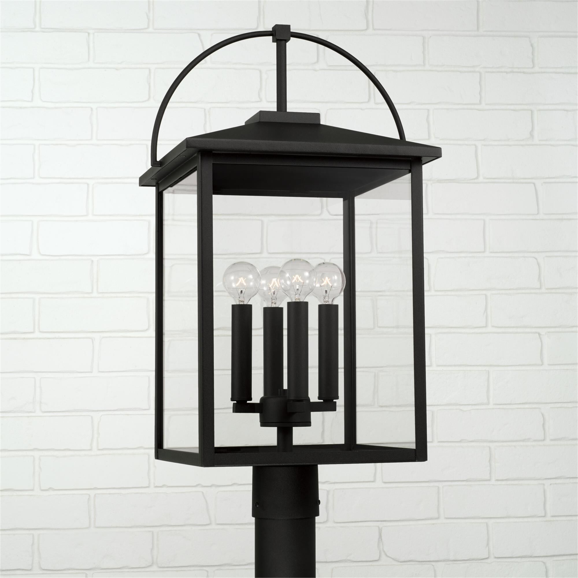 Shown in Black finish and Clear glass