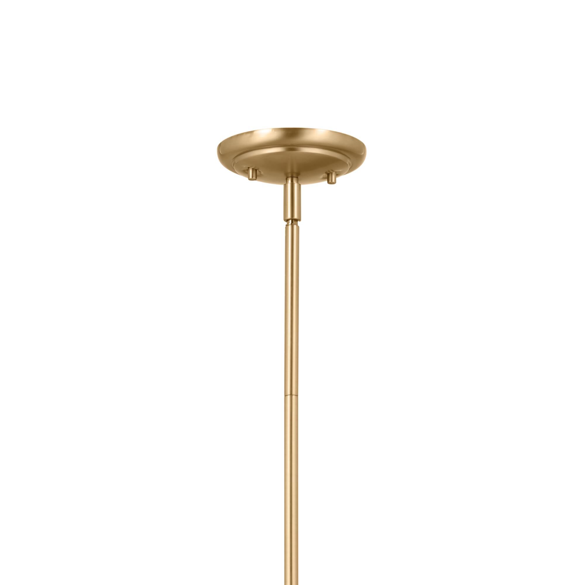 Shown in Brushed Natural Brass finish and Fabric and Bell shade