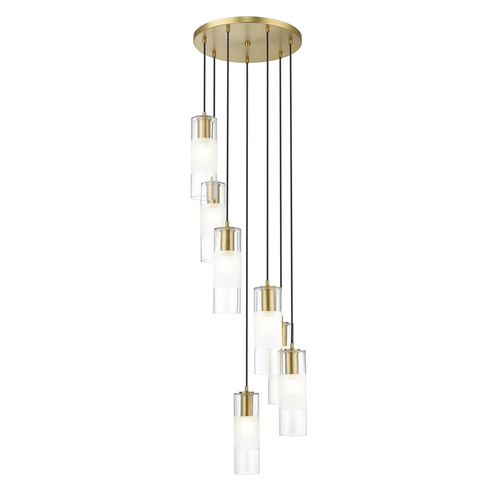 Shown in Modern Gold finish and Clear+frosted glass and Clear+frosted shade