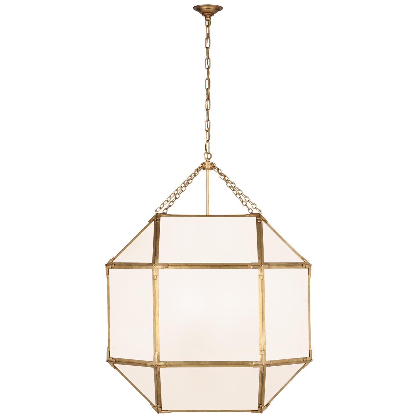 Shown in Gilded Iron finish and White Glass shade