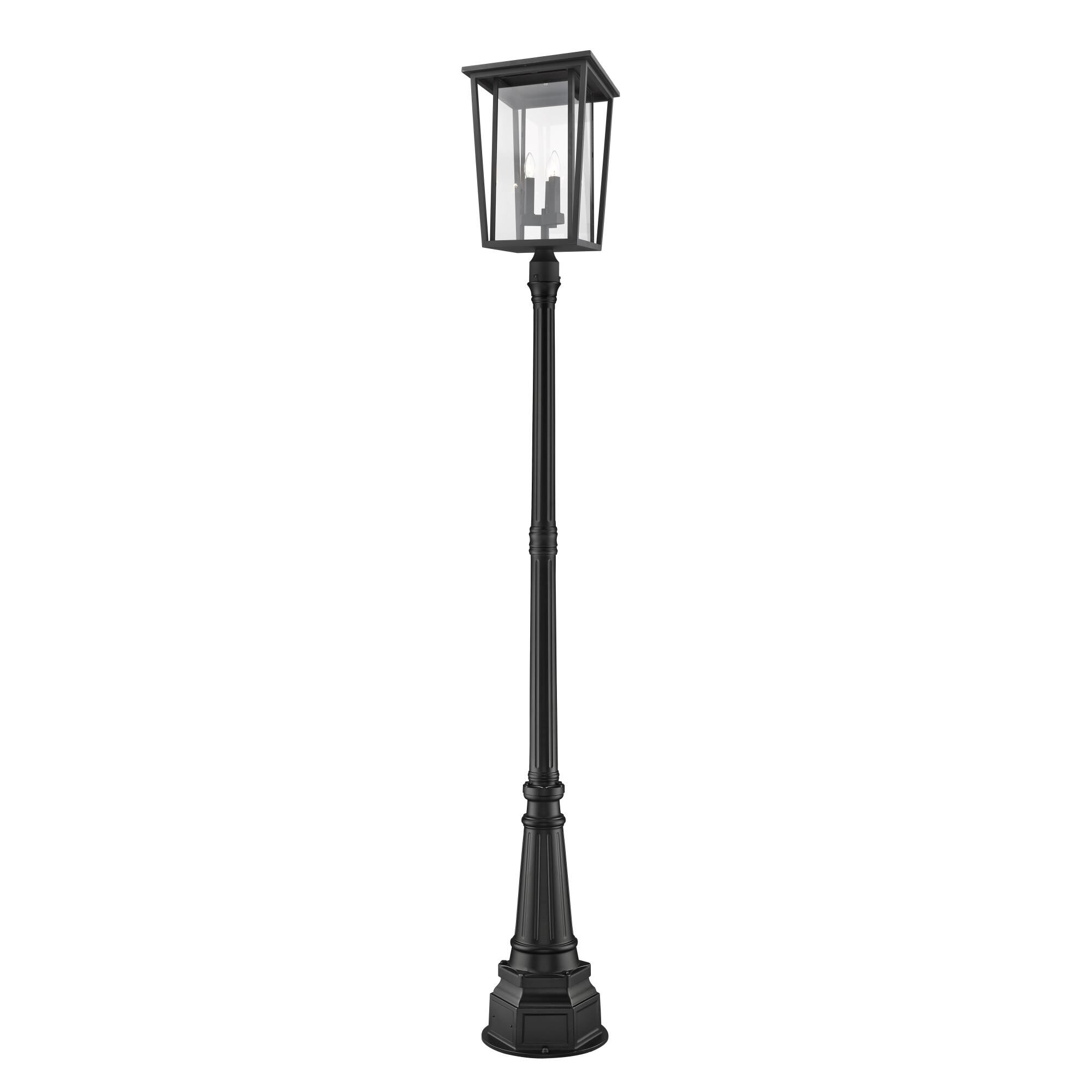 Shown in Black finish and Glass shade