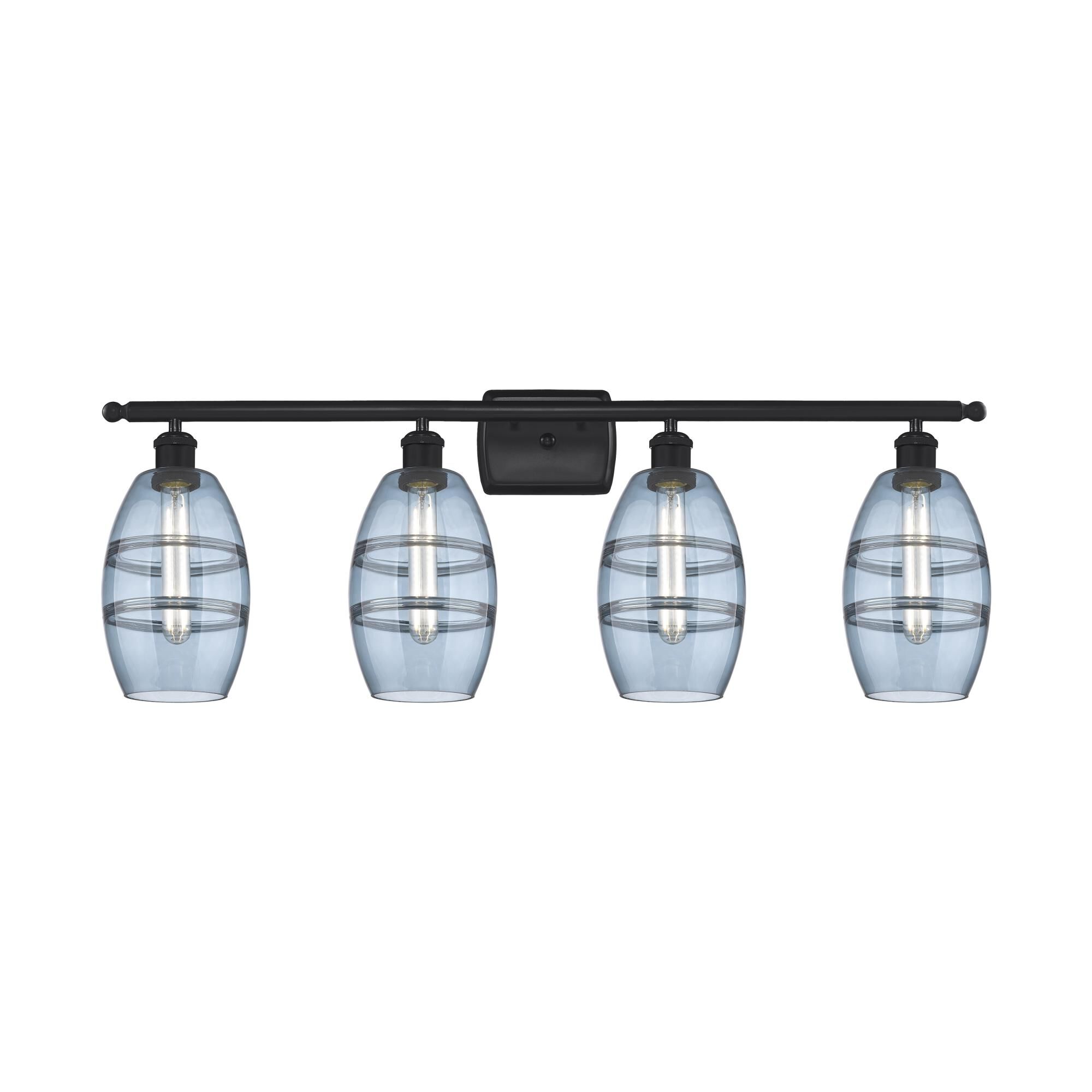 Shown in Matte Black finish and Princess Blue glass