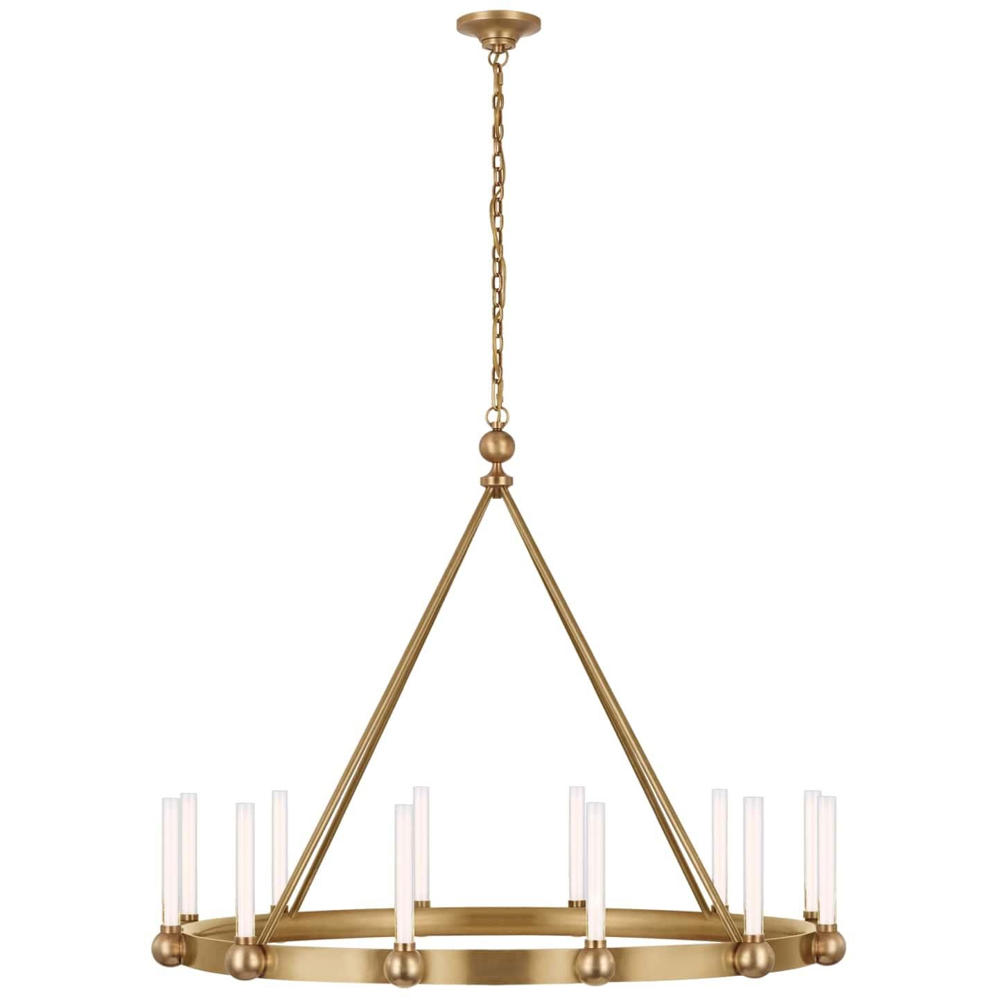 Shown in Hand-Rubbed Antique Brass finish and White glass